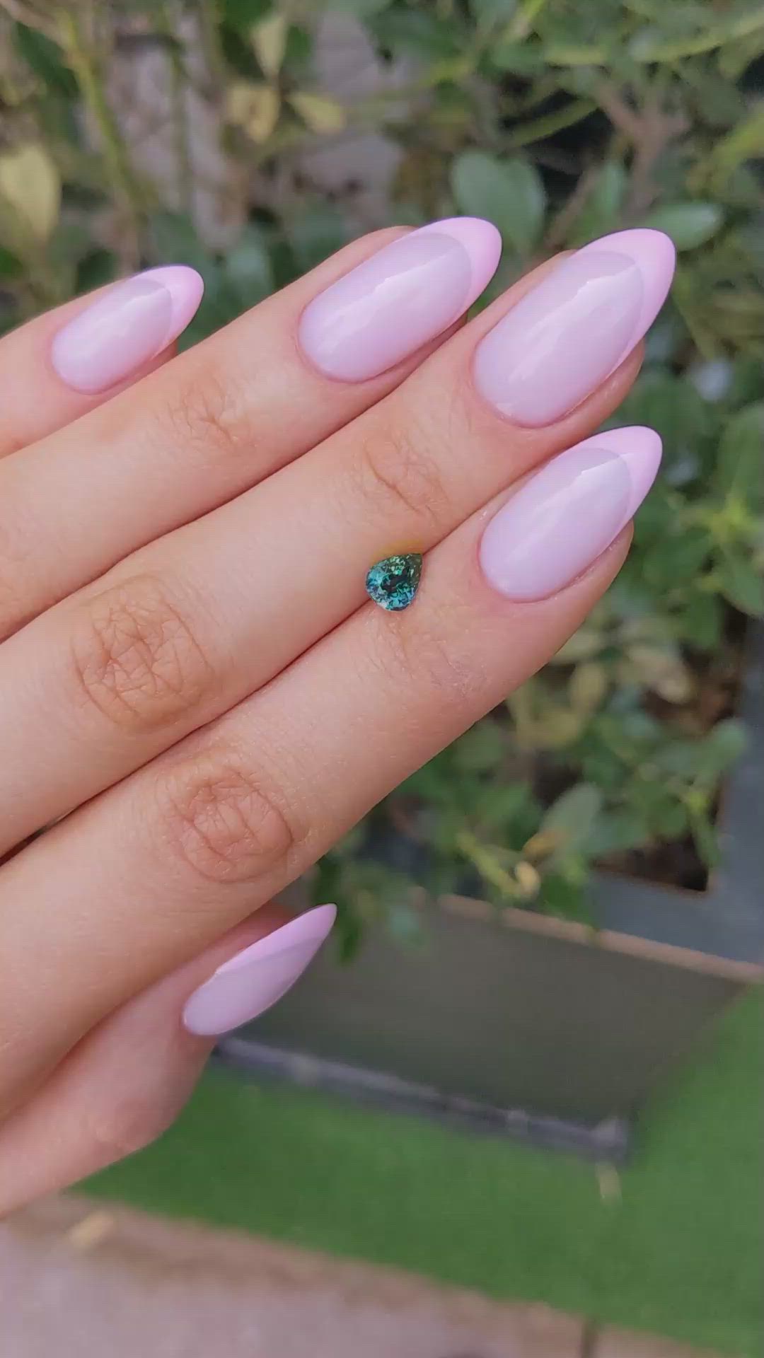 0.91 Ct. Bluish Green Sapphire from Montana Size Video