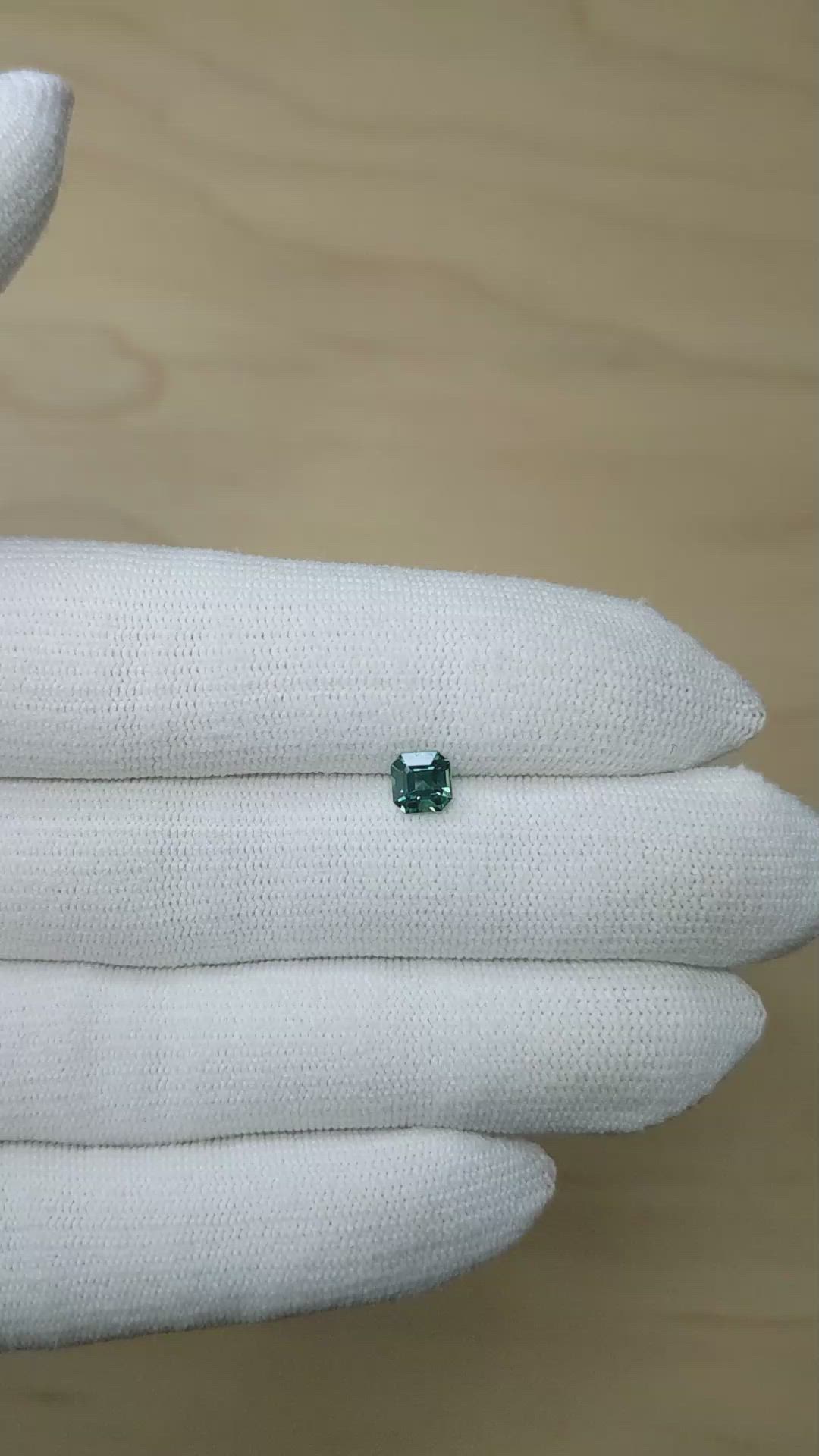 0.98 Ct. Bluish Green Sapphire from Montana Size Video