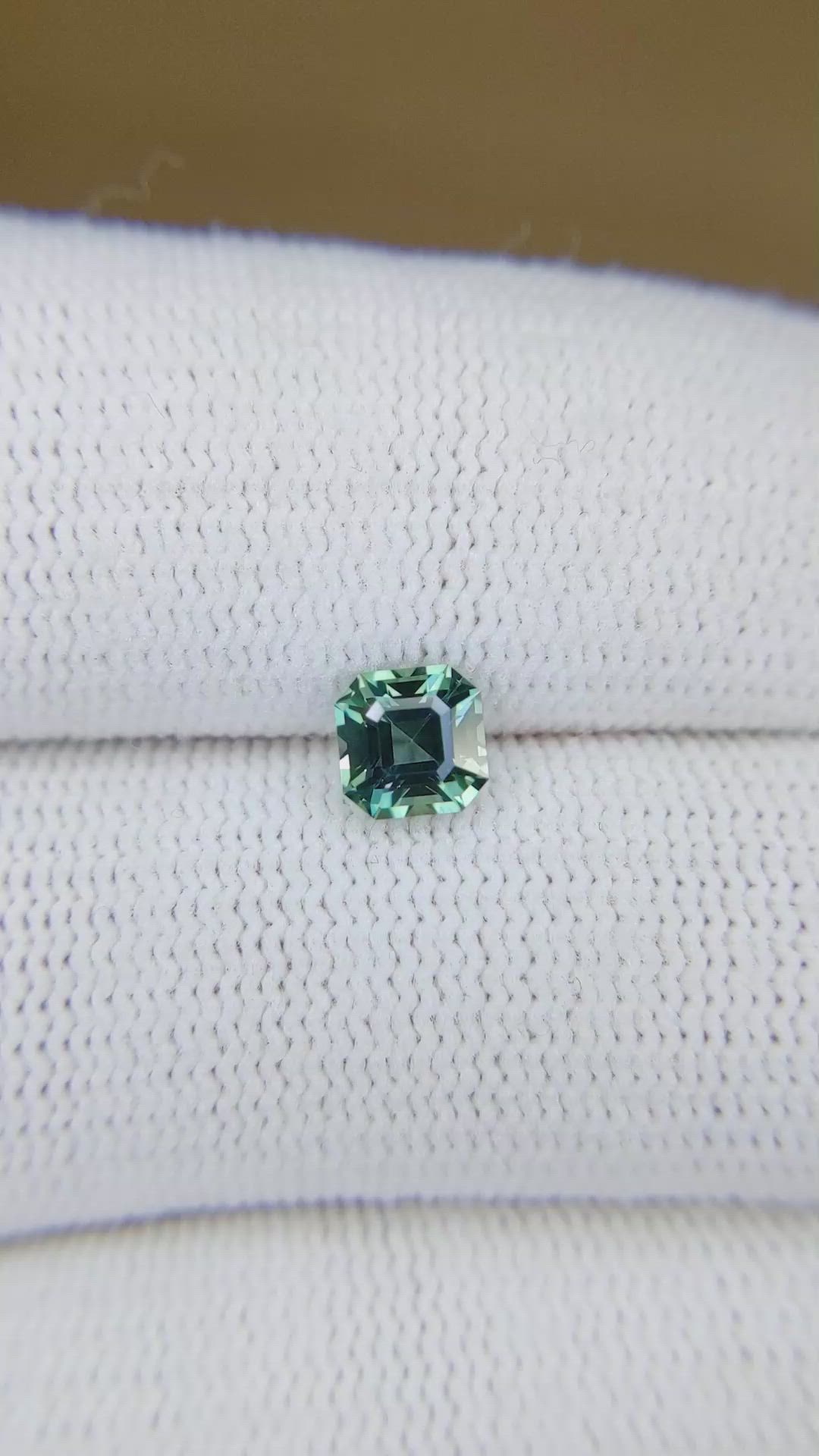 0.98 Ct. Bluish Green Sapphire from Montana Size Video