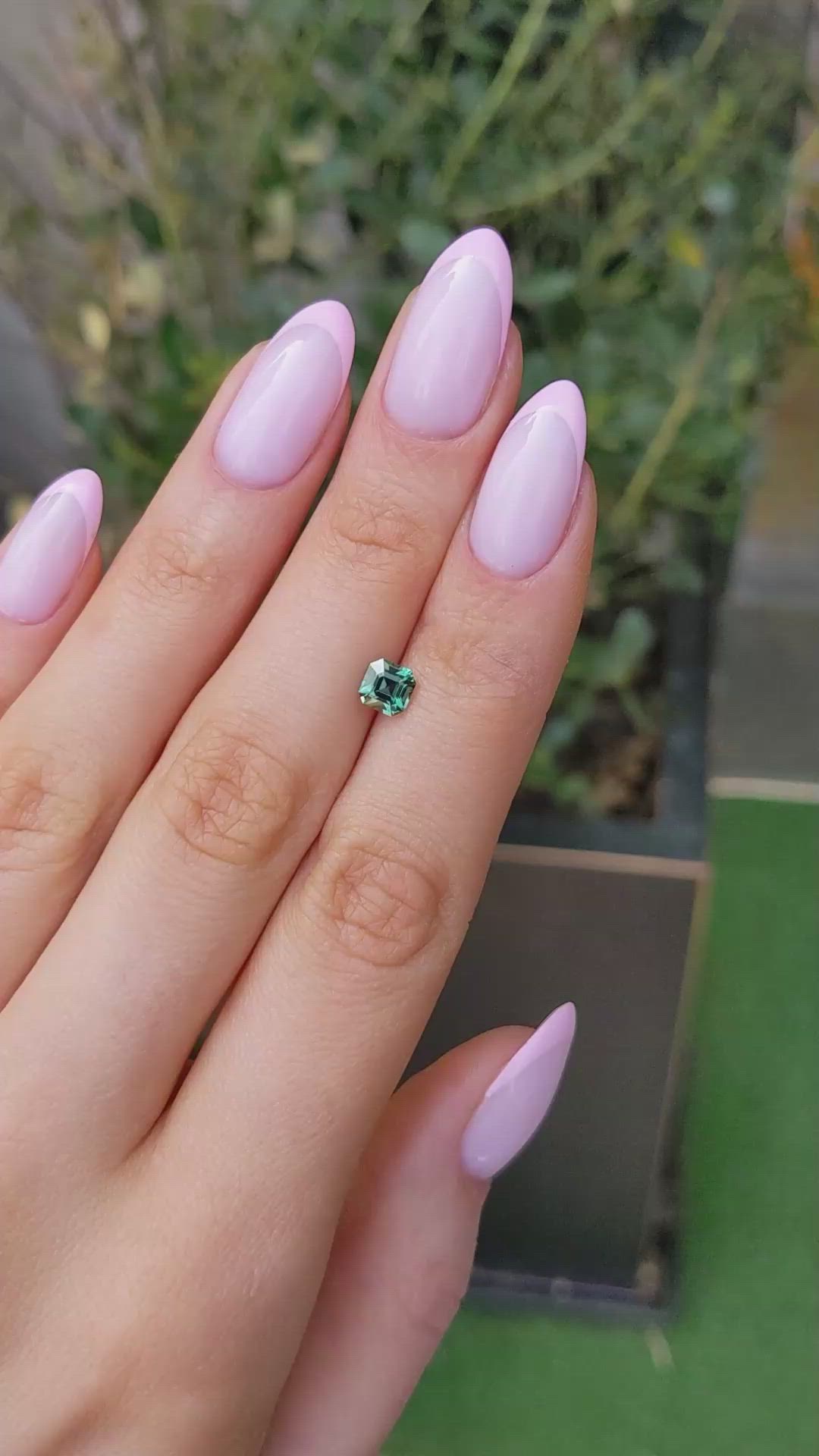 0.98 Ct. Bluish Green Sapphire from Montana Size Video
