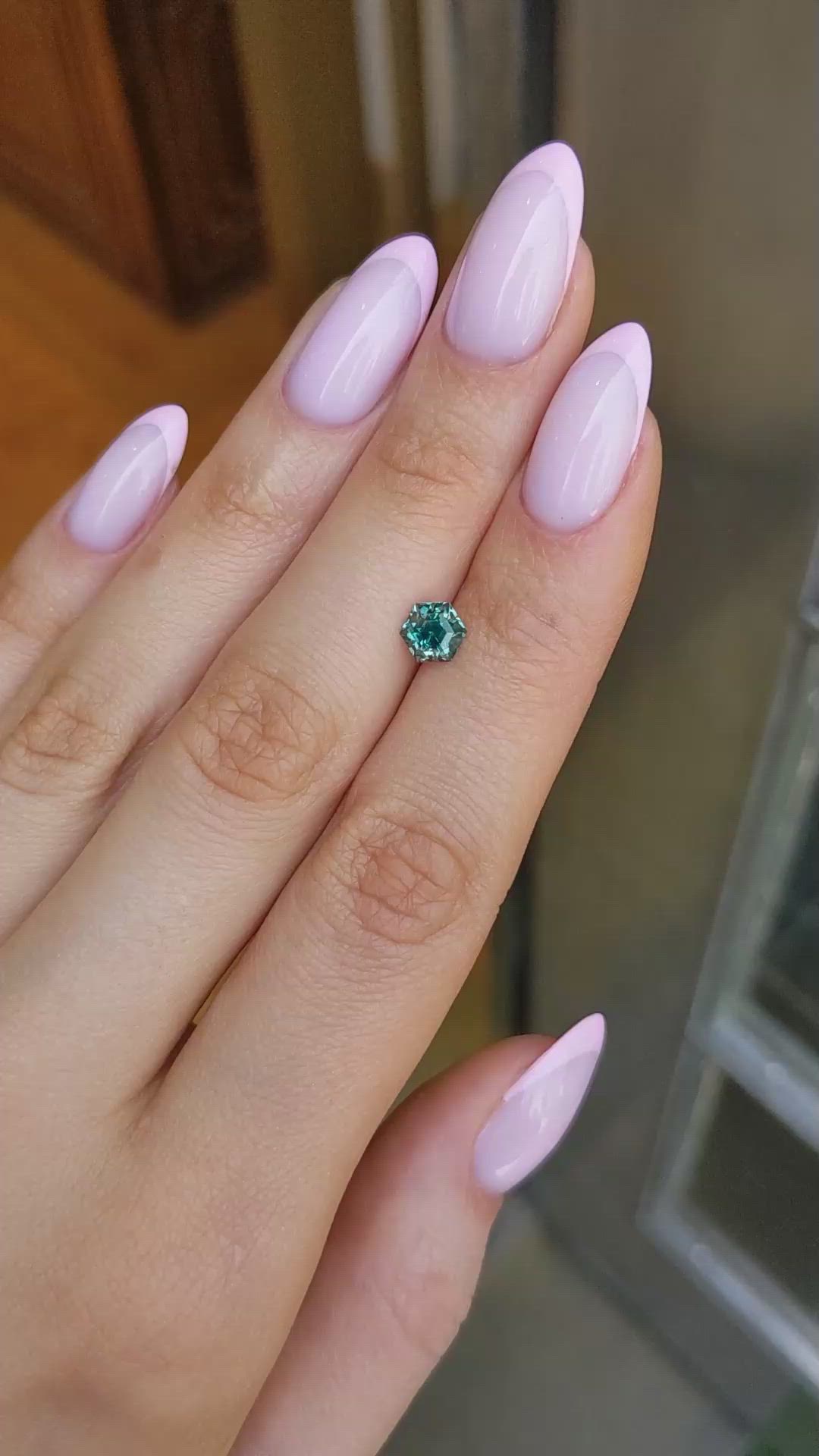 1.19 Ct. Bluish Green Sapphire from Montana Size Video