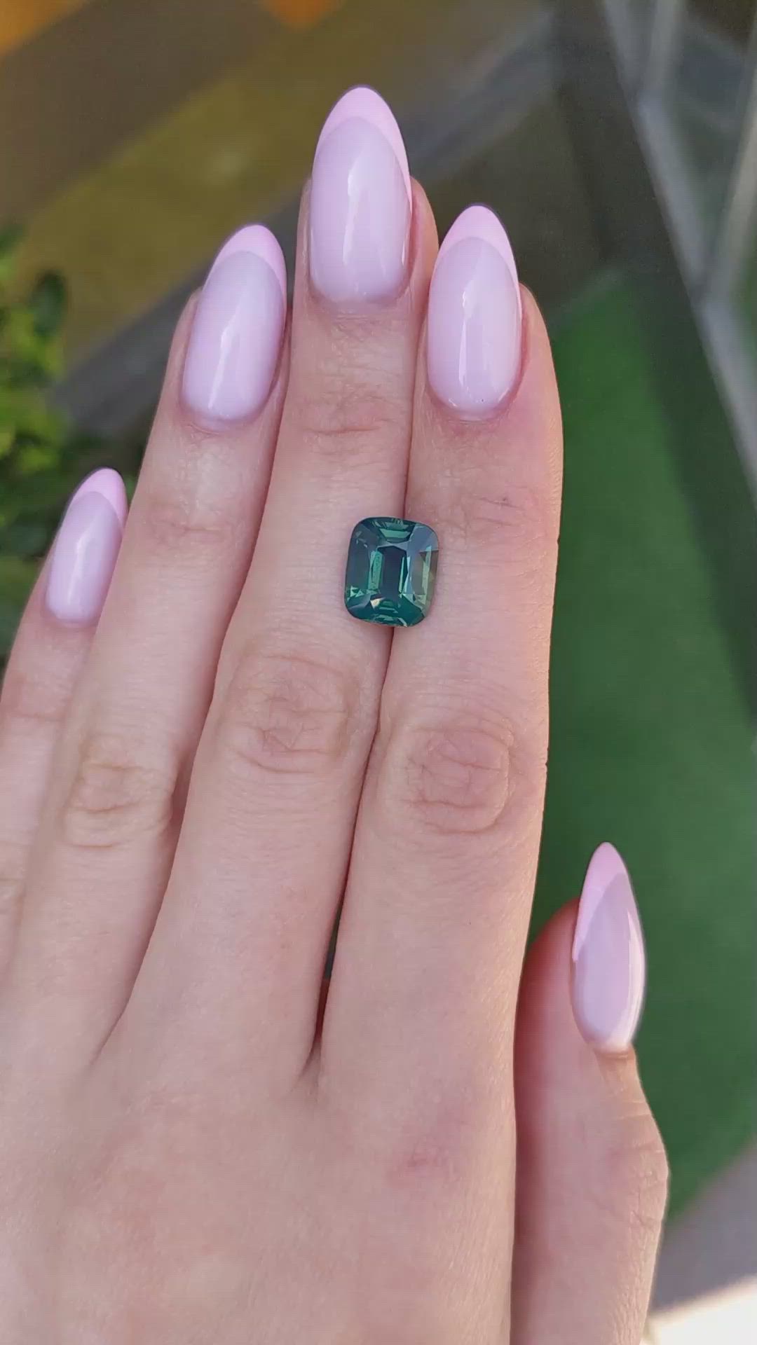 5.60 Ct. Bluish Green Sapphire from Ceylon (Sri Lanka) Size Video