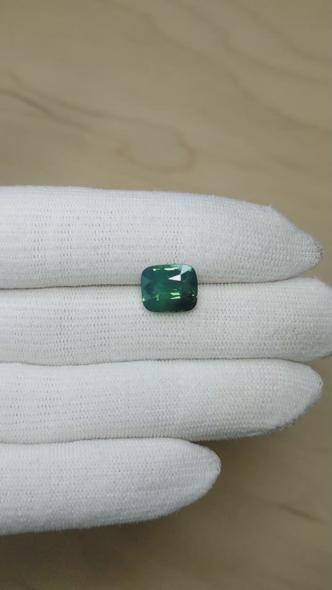 5.60 Ct. Bluish Green Sapphire from Ceylon (Sri Lanka) Size Video