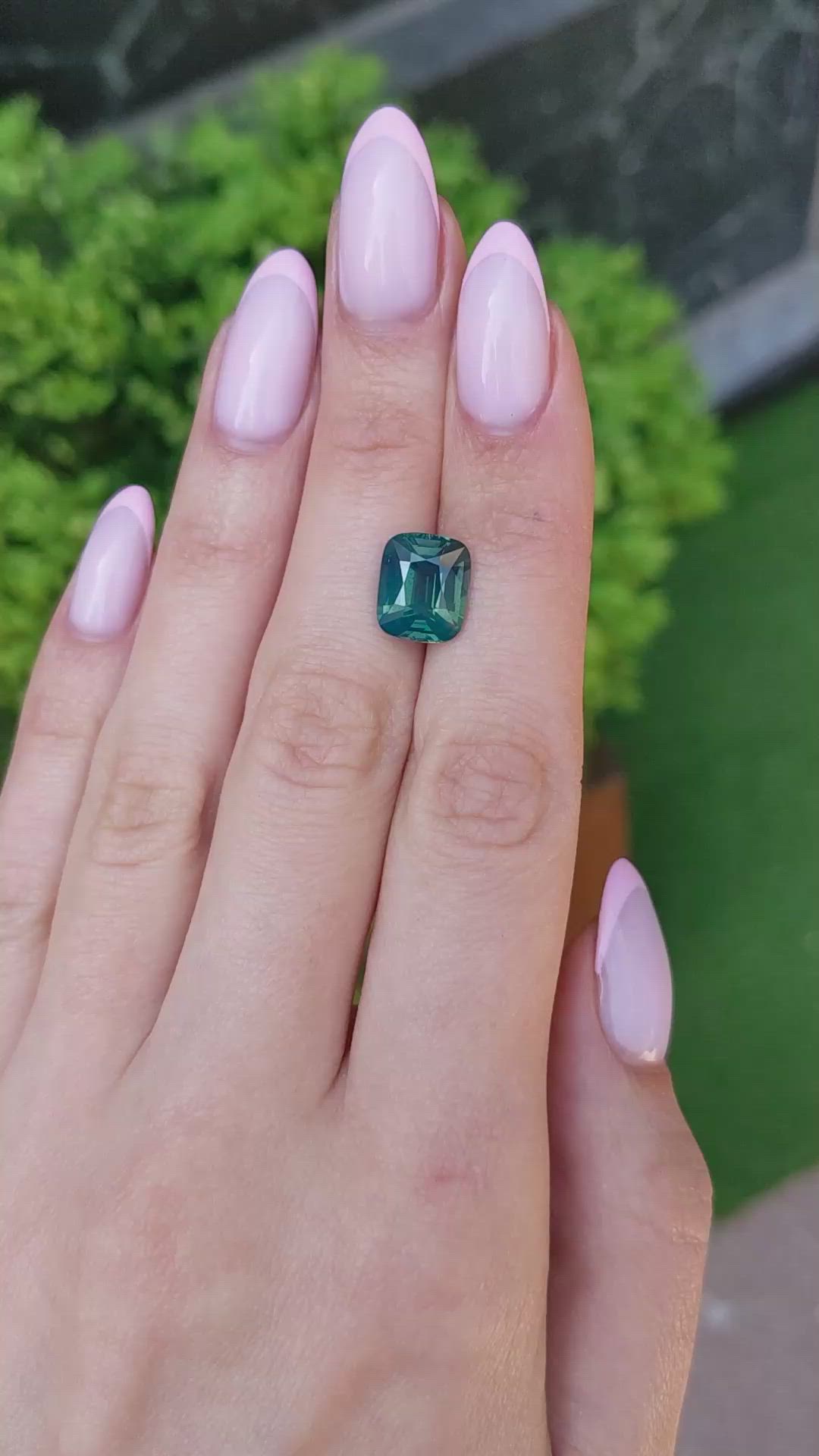 5.60 Ct. Bluish Green Sapphire from Ceylon (Sri Lanka) Size Video