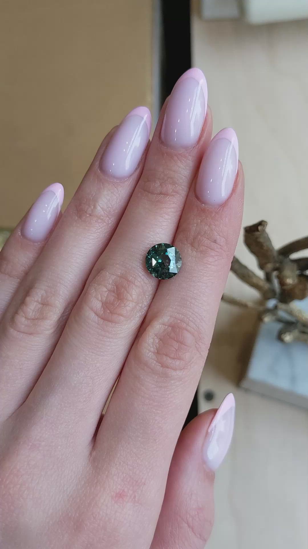 4.01 Ct. Bluish Green Sapphire from Madagascar Size Video