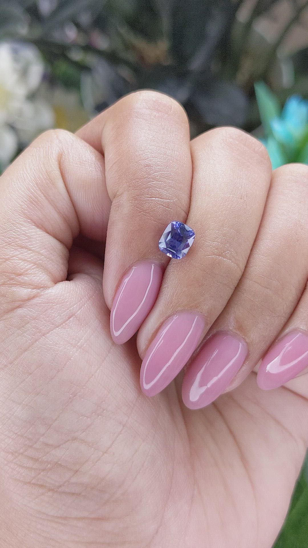 1.52 Ct. Purplish Blue Sapphire from Tanzania Size Video