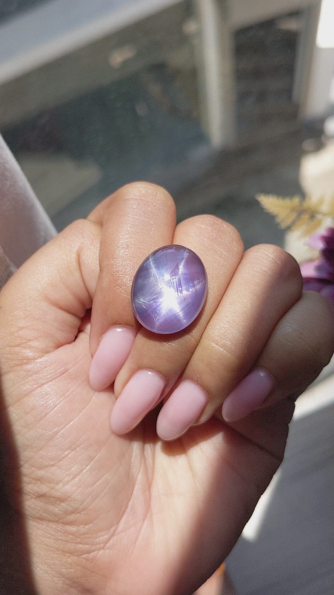 25.21 Ct. Violet Star Sapphire from Ceylon (Sri Lanka) Size Video