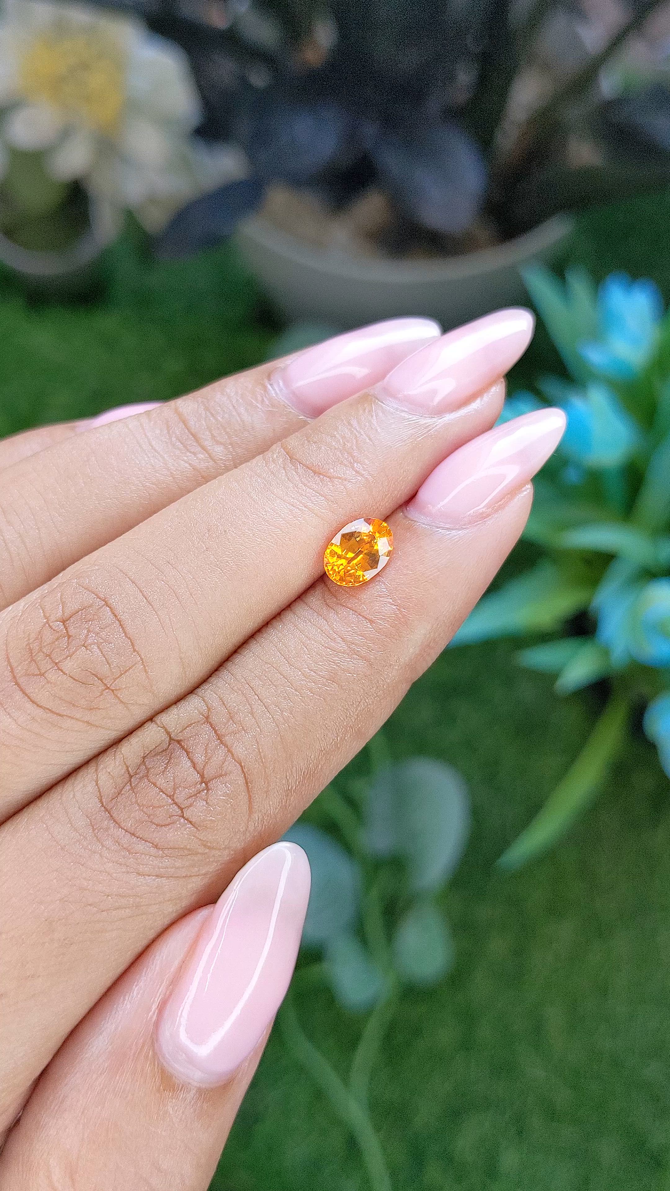 1.02 Ct. Orangish Yellow Sapphire from Ceylon (Sri Lanka) Size Video