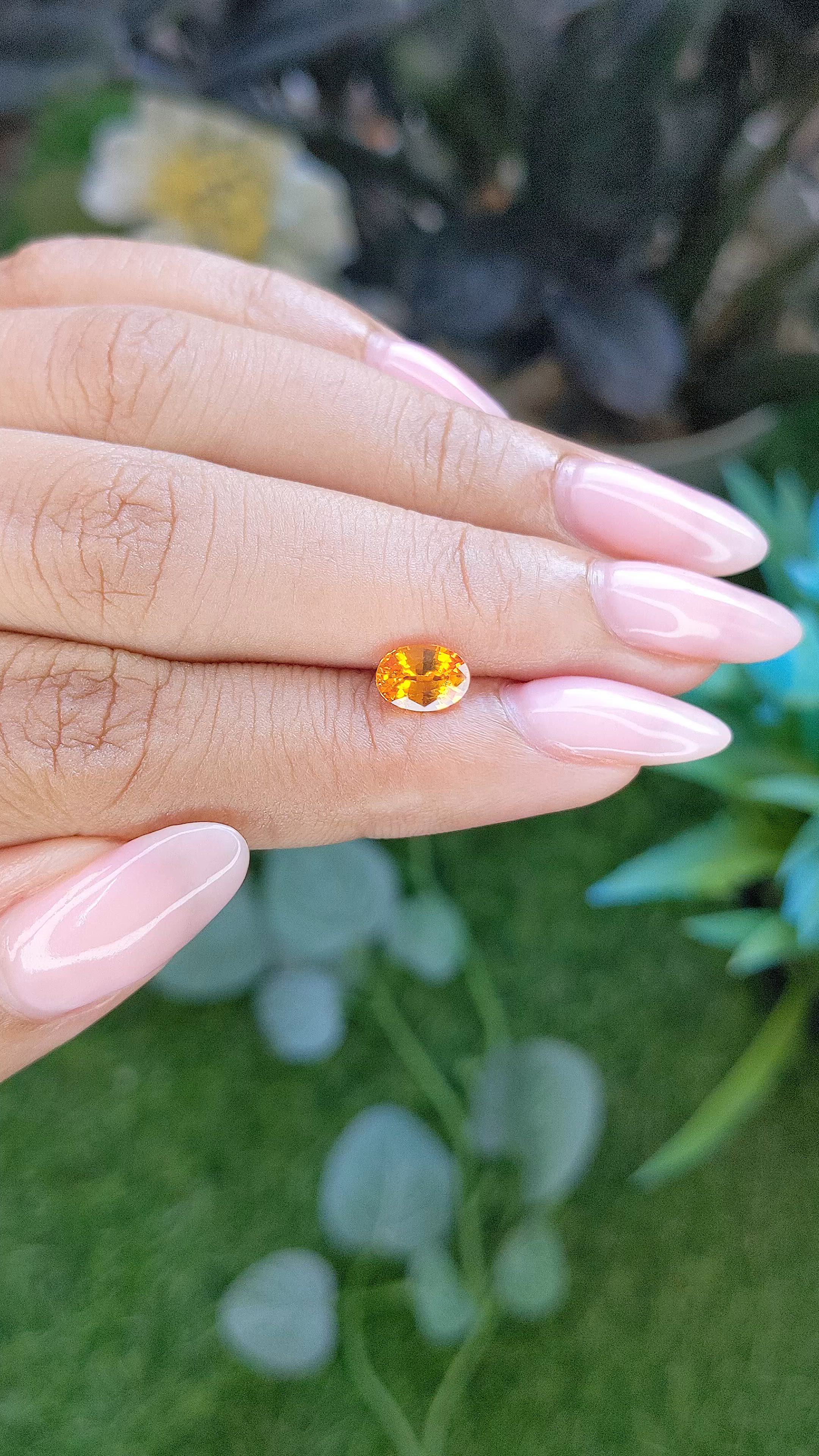 1.02 Ct. Orangish Yellow Sapphire from Ceylon (Sri Lanka) Size Video