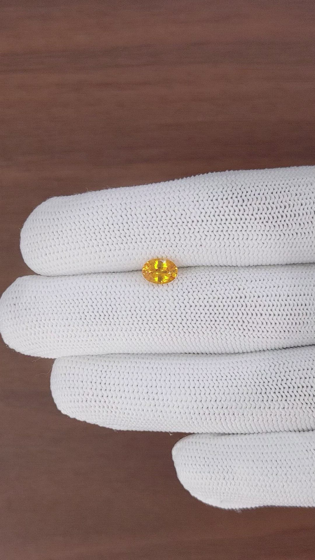 1.02 Ct. Orangish Yellow Sapphire from Ceylon (Sri Lanka) Size Video