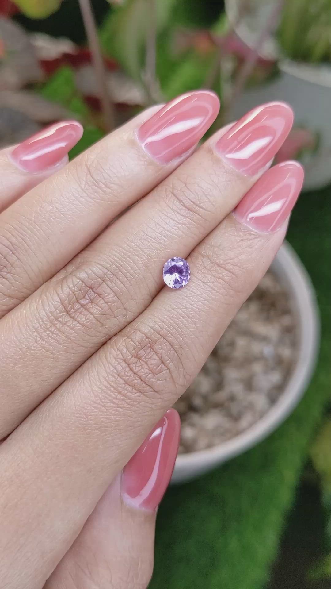 0.79 Ct. Pinkish Purple Sapphire from Ceylon (Sri Lanka) Size Video