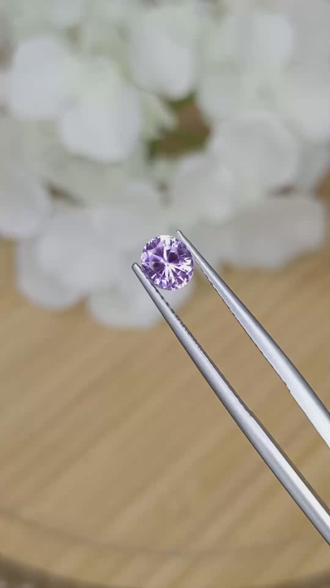 0.79 Ct. Pinkish Purple Sapphire from Ceylon (Sri Lanka) Size Video