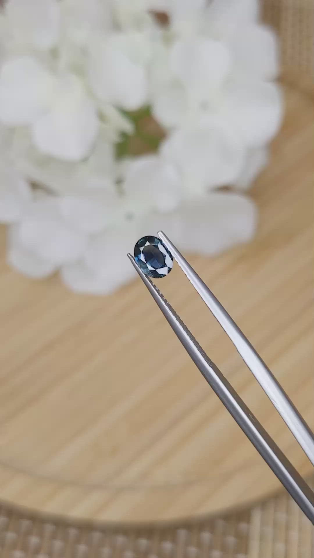 0.65 Ct. Greenish Blue Sapphire from Ceylon (Sri Lanka) Size Video