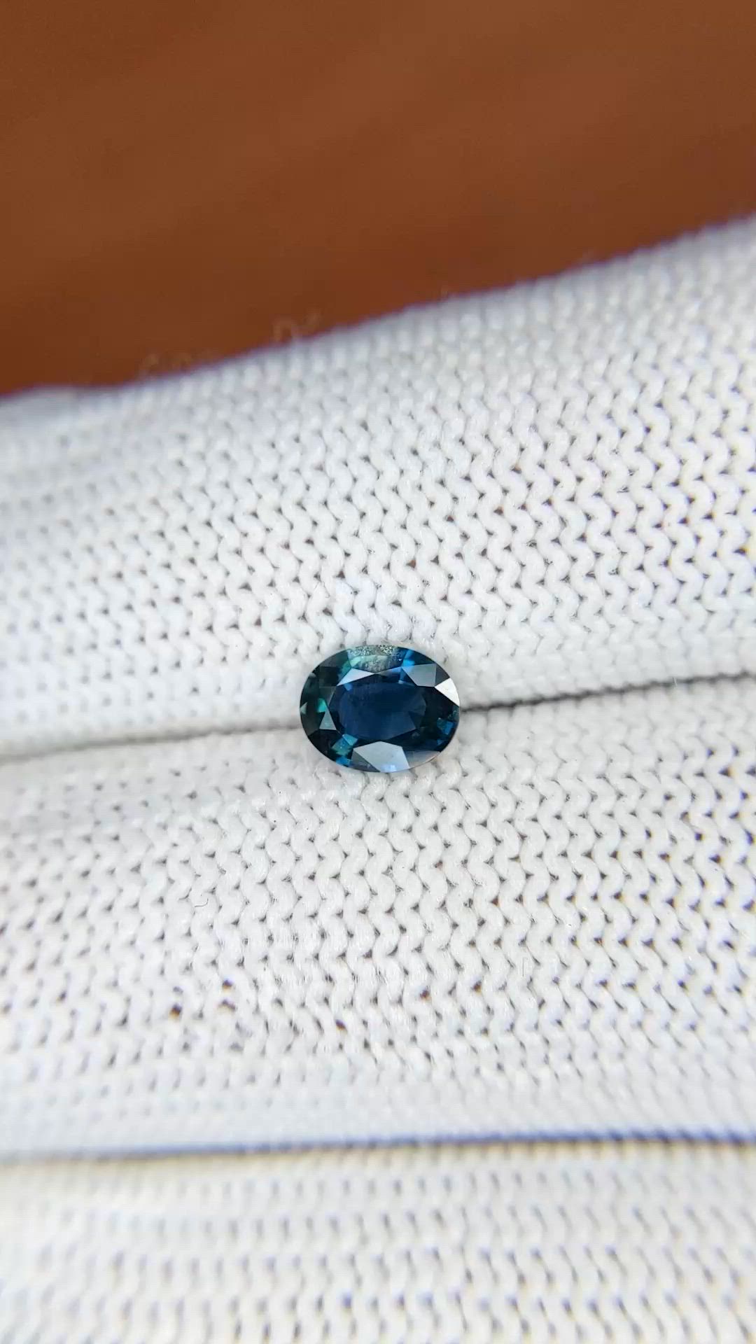 0.65 Ct. Greenish Blue Sapphire from Ceylon (Sri Lanka) Size Video