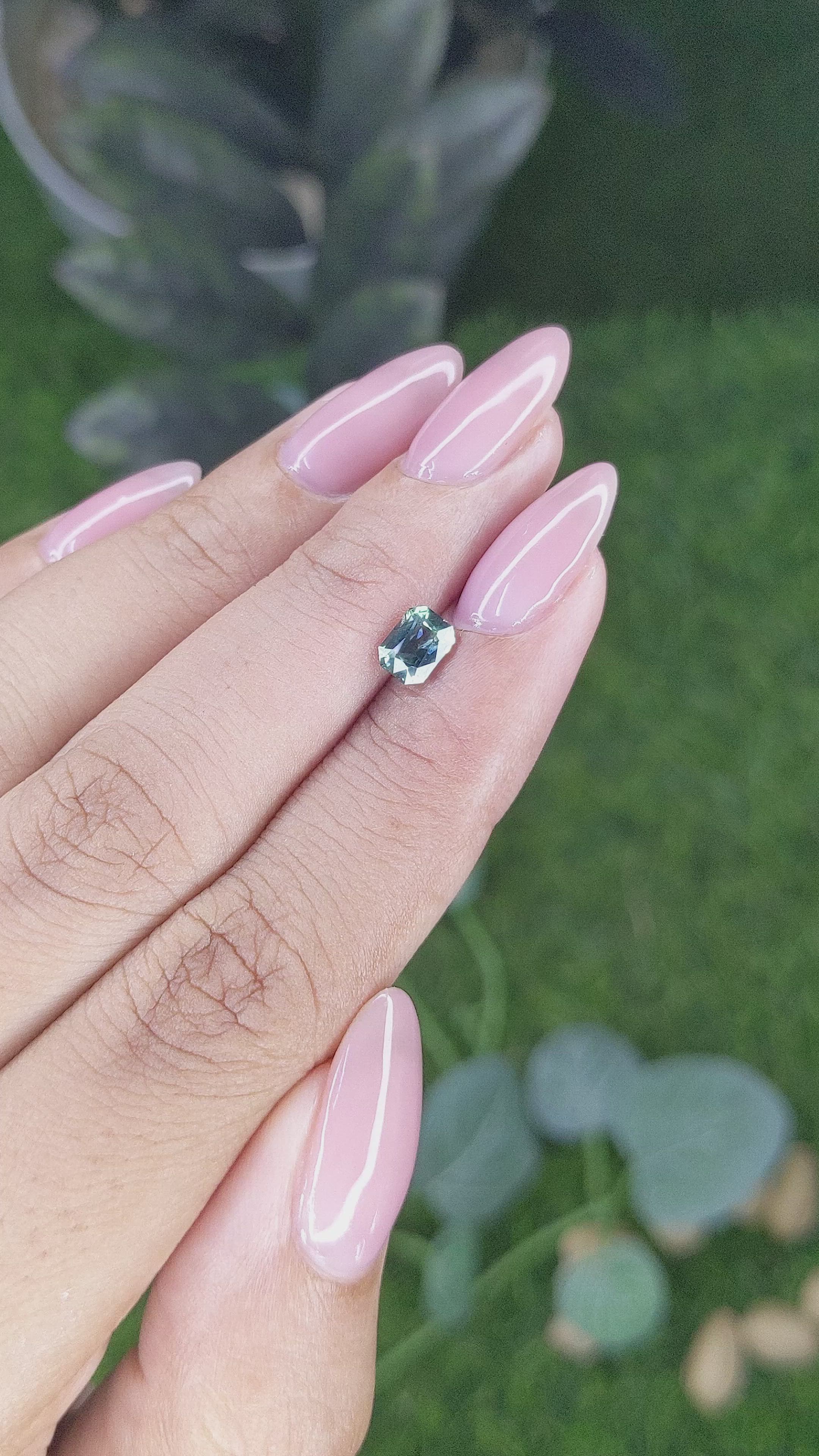0.78 Ct. Bluish Green Sapphire from Madagascar Size Video