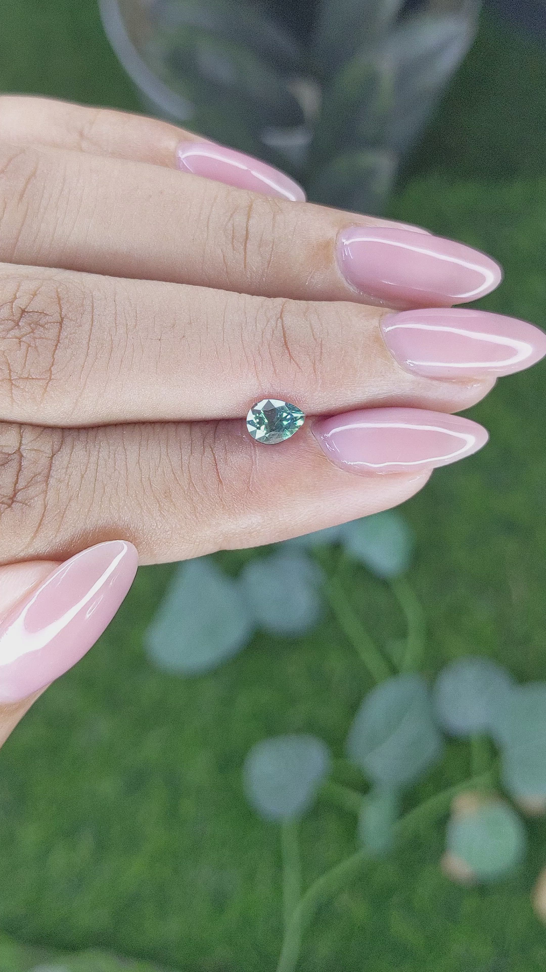 0.69 Ct. Bluish Green Sapphire from Madagascar Size Video