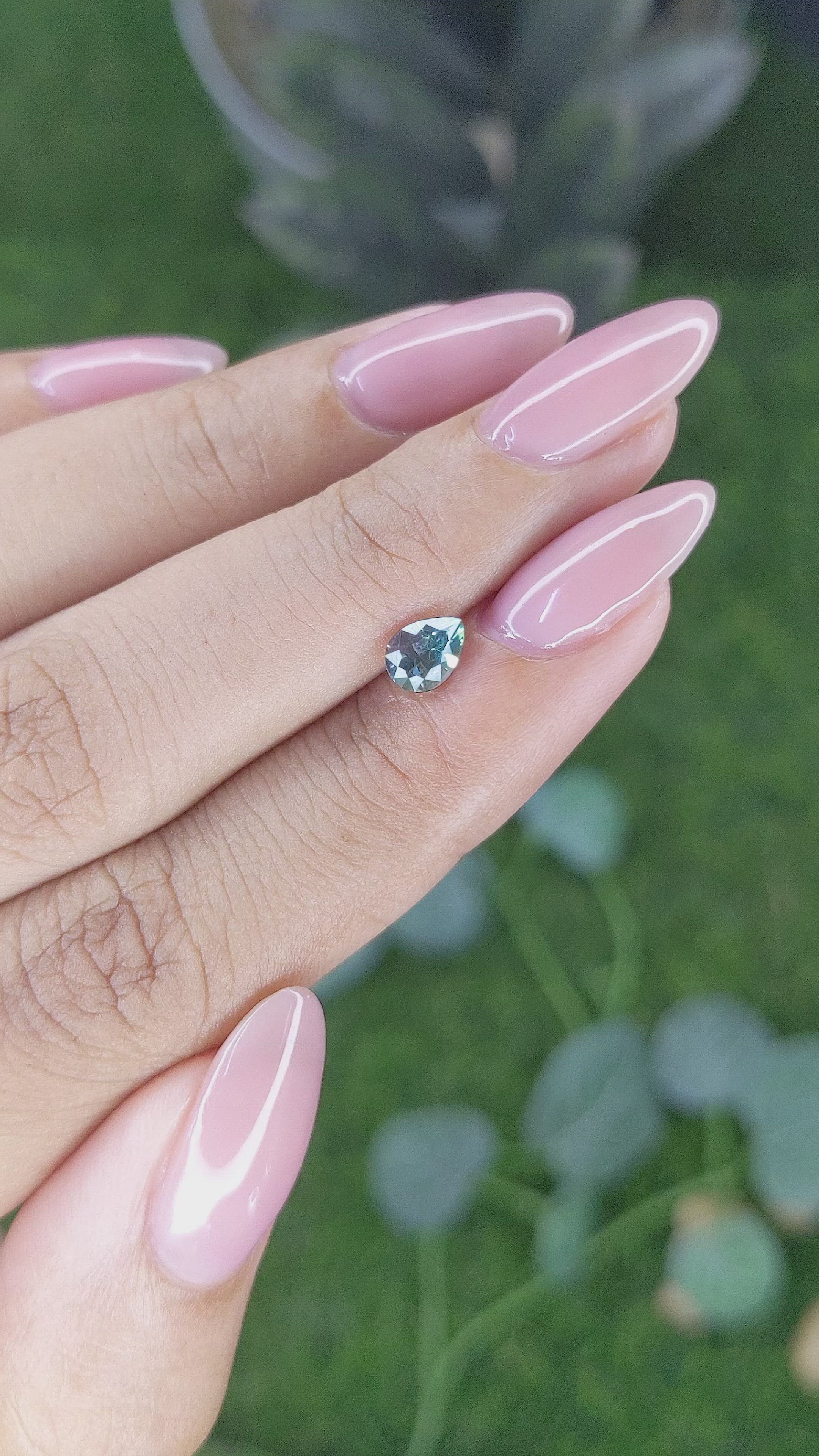 0.69 Ct. Bluish Green Sapphire from Madagascar Size Video