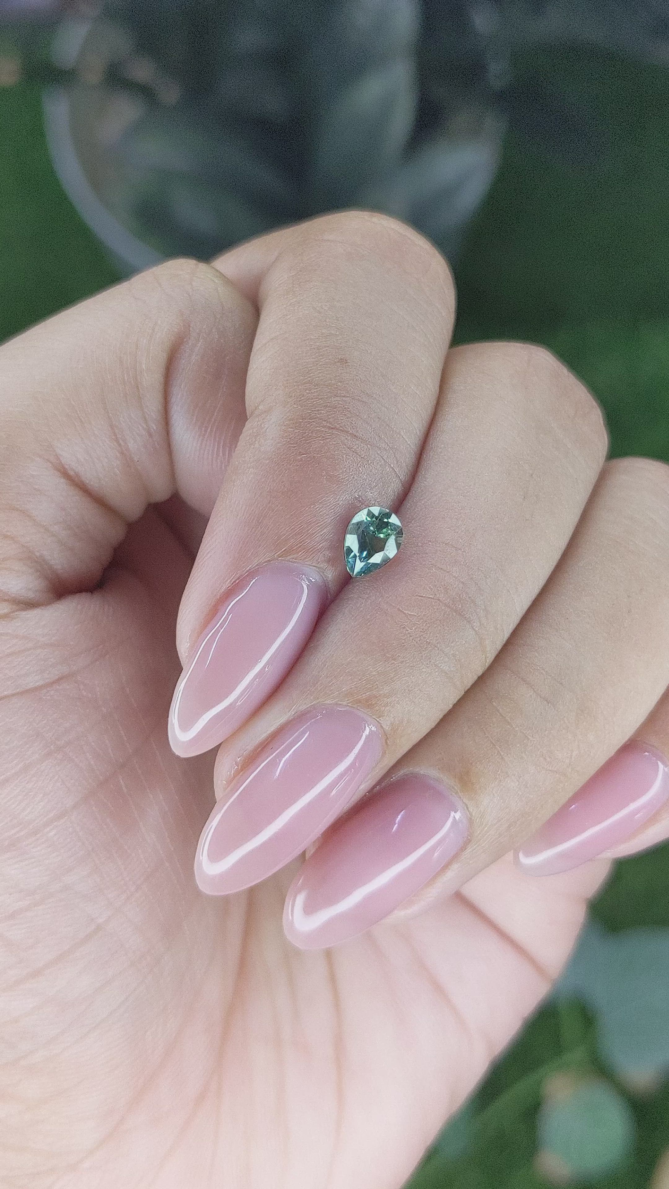 0.69 Ct. Bluish Green Sapphire from Madagascar Size Video
