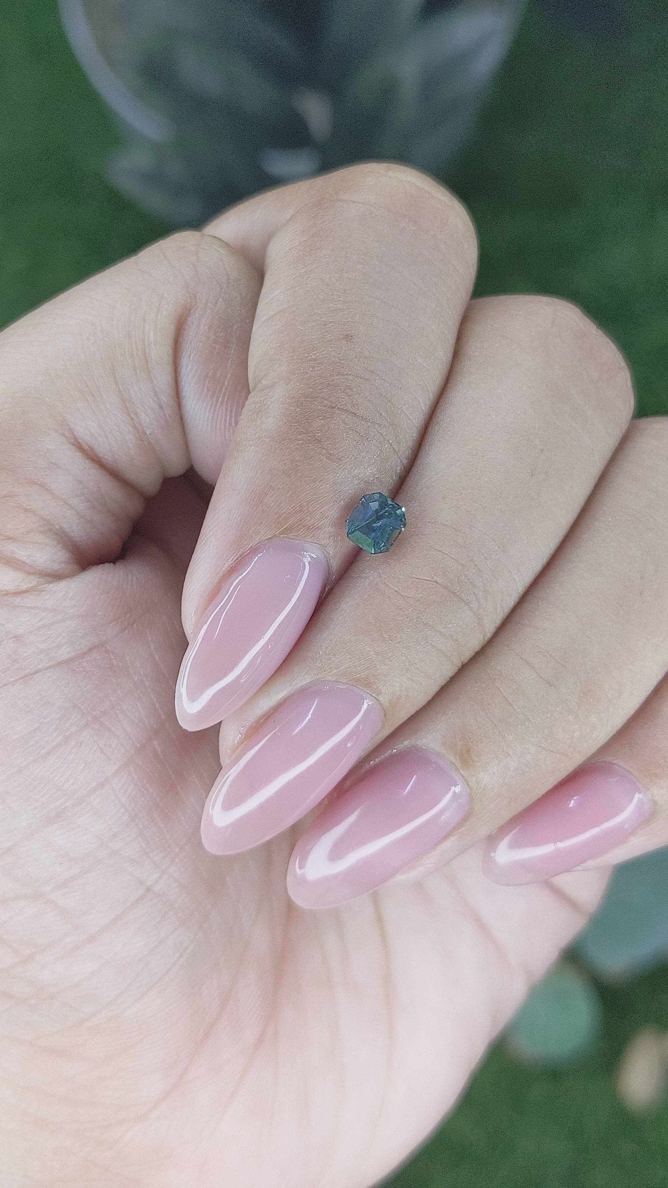 0.62 Ct. Greenish Blue Sapphire from Madagascar Size Video