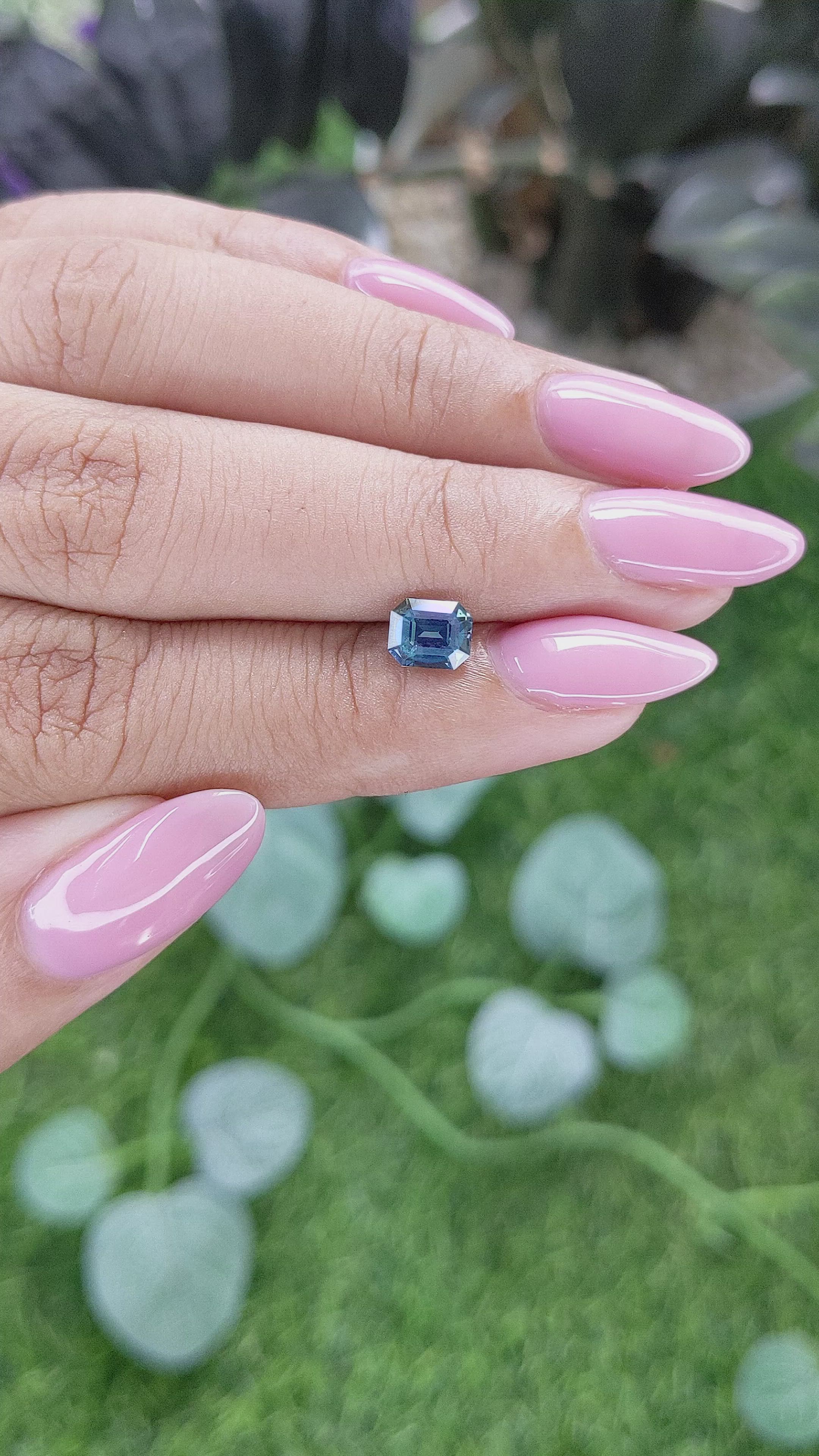 1.08 Ct. Greenish Blue Sapphire from Madagascar Size Video