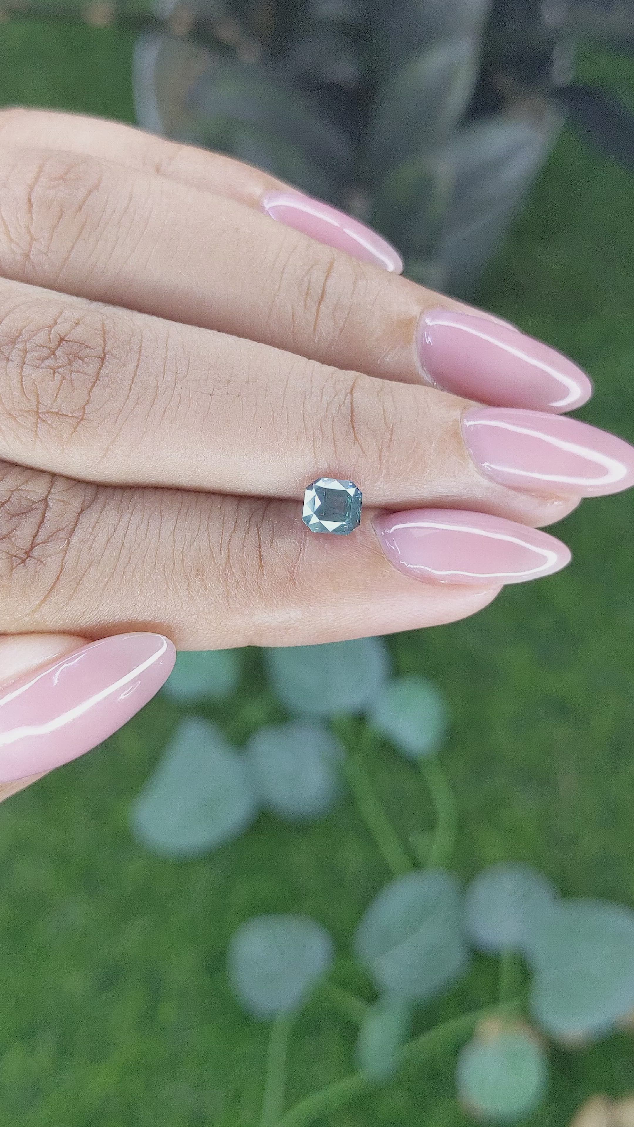 0.81 Ct. Bluish Green Sapphire from Madagascar Size Video