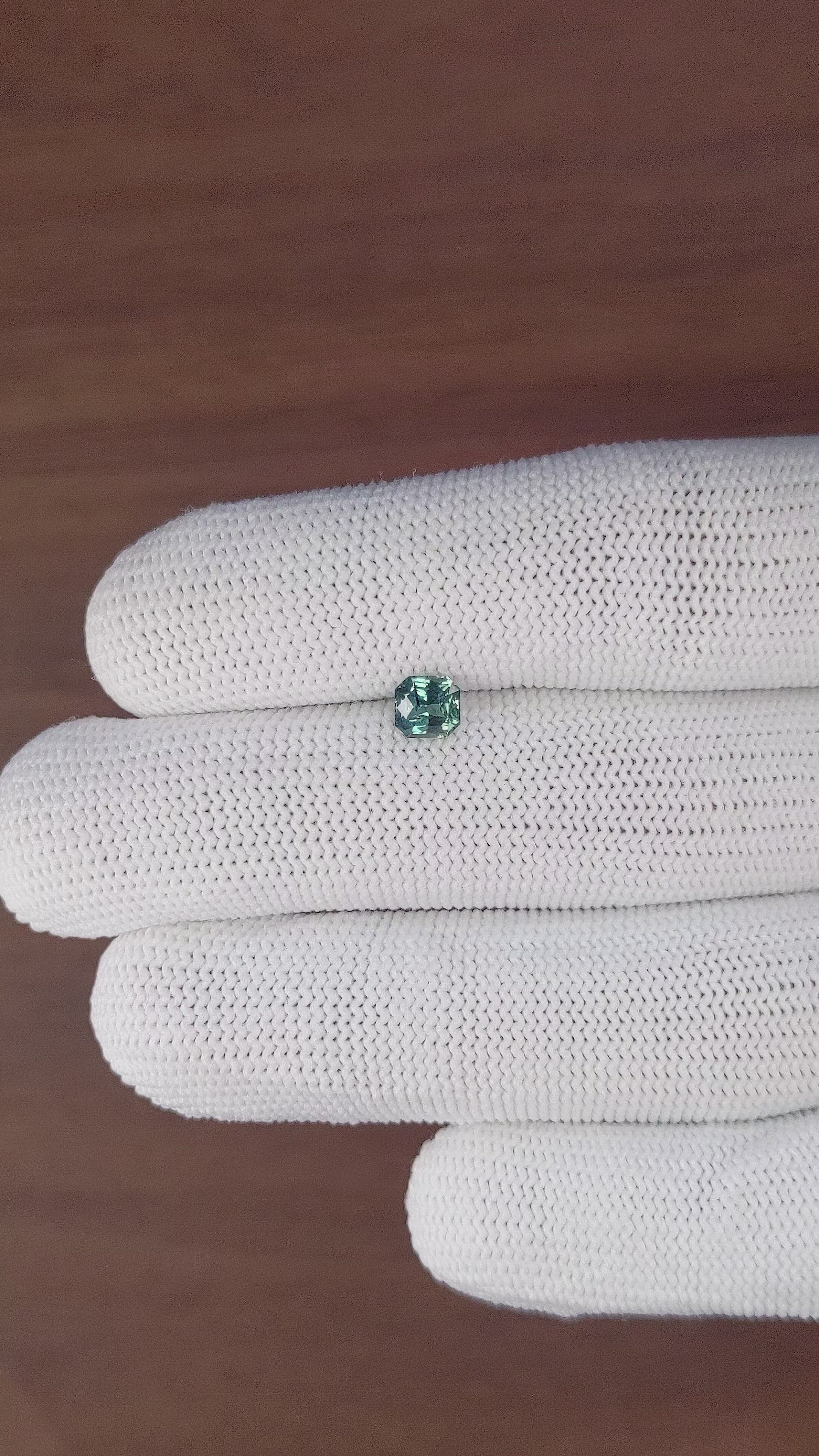 0.81 Ct. Bluish Green Sapphire from Madagascar Size Video