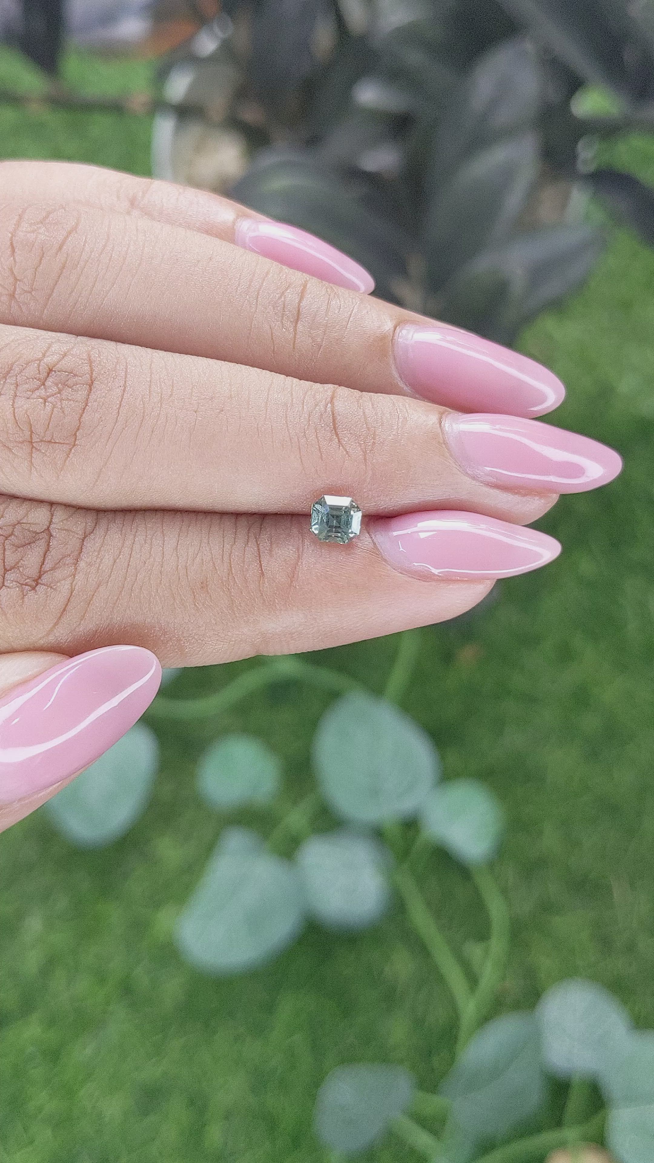 0.61 Ct. Bluish Green Sapphire from Madagascar Size Video