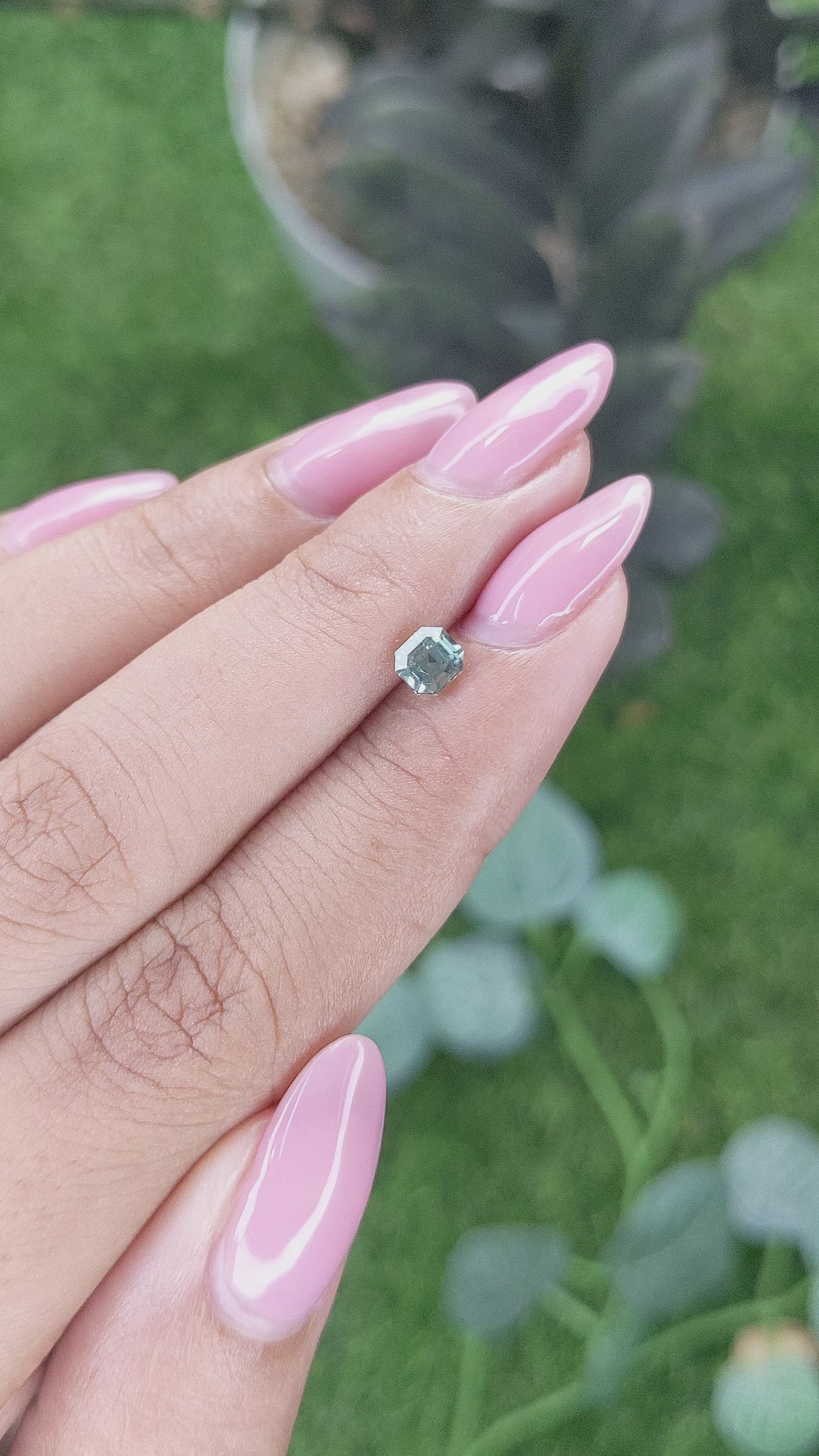 0.61 Ct. Bluish Green Sapphire from Madagascar Size Video