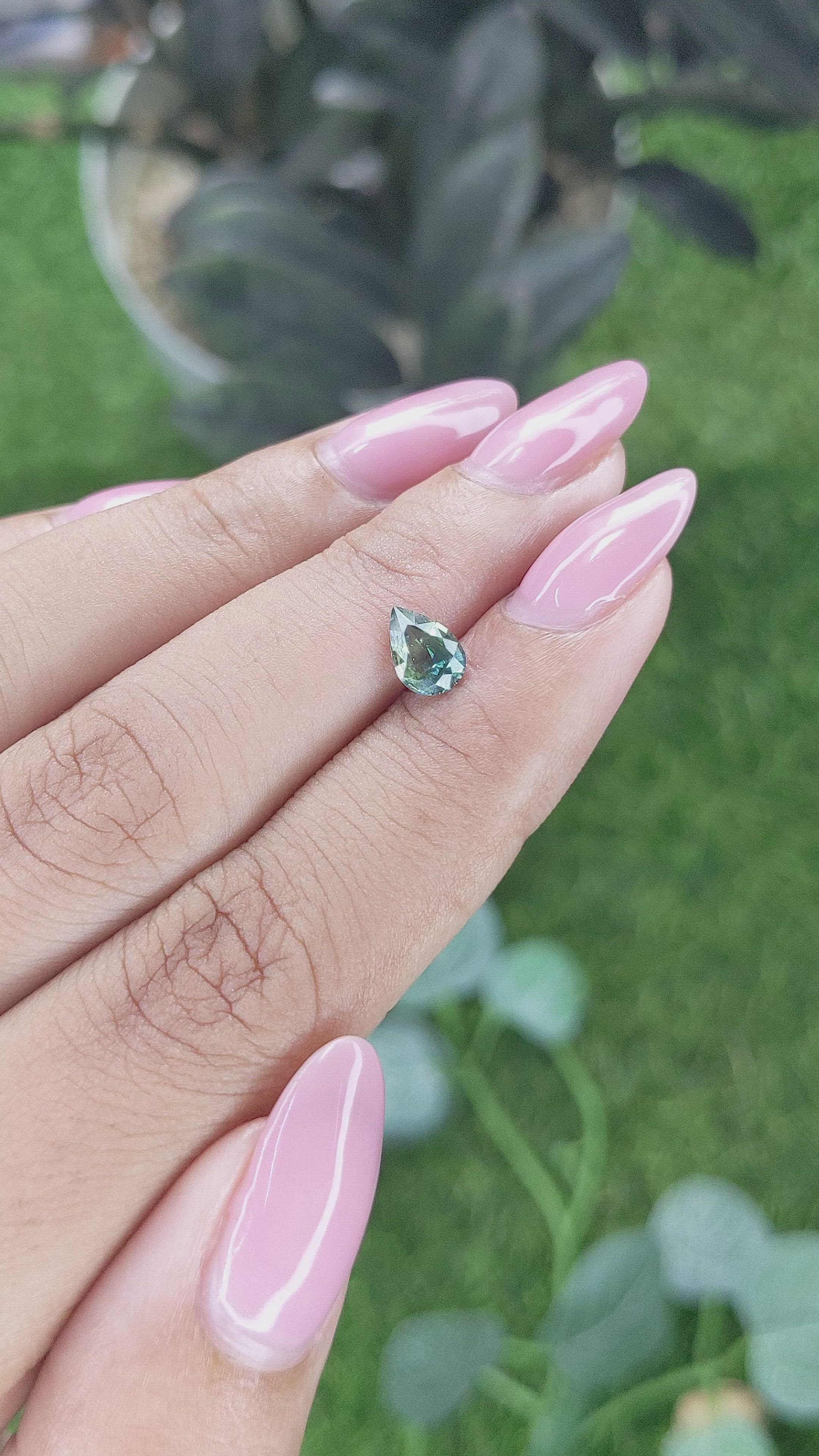0.74 Ct. Bluish Green Sapphire from Madagascar Size Video