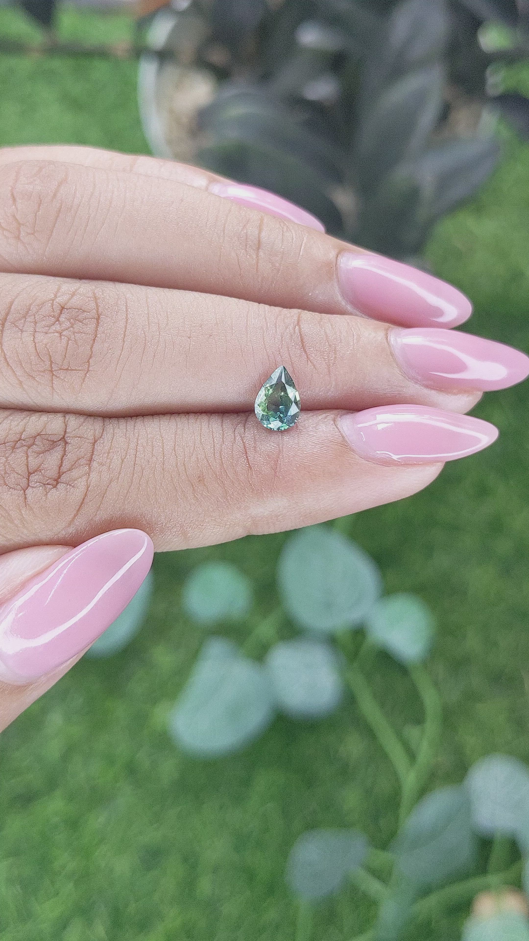 0.74 Ct. Bluish Green Sapphire from Madagascar Size Video