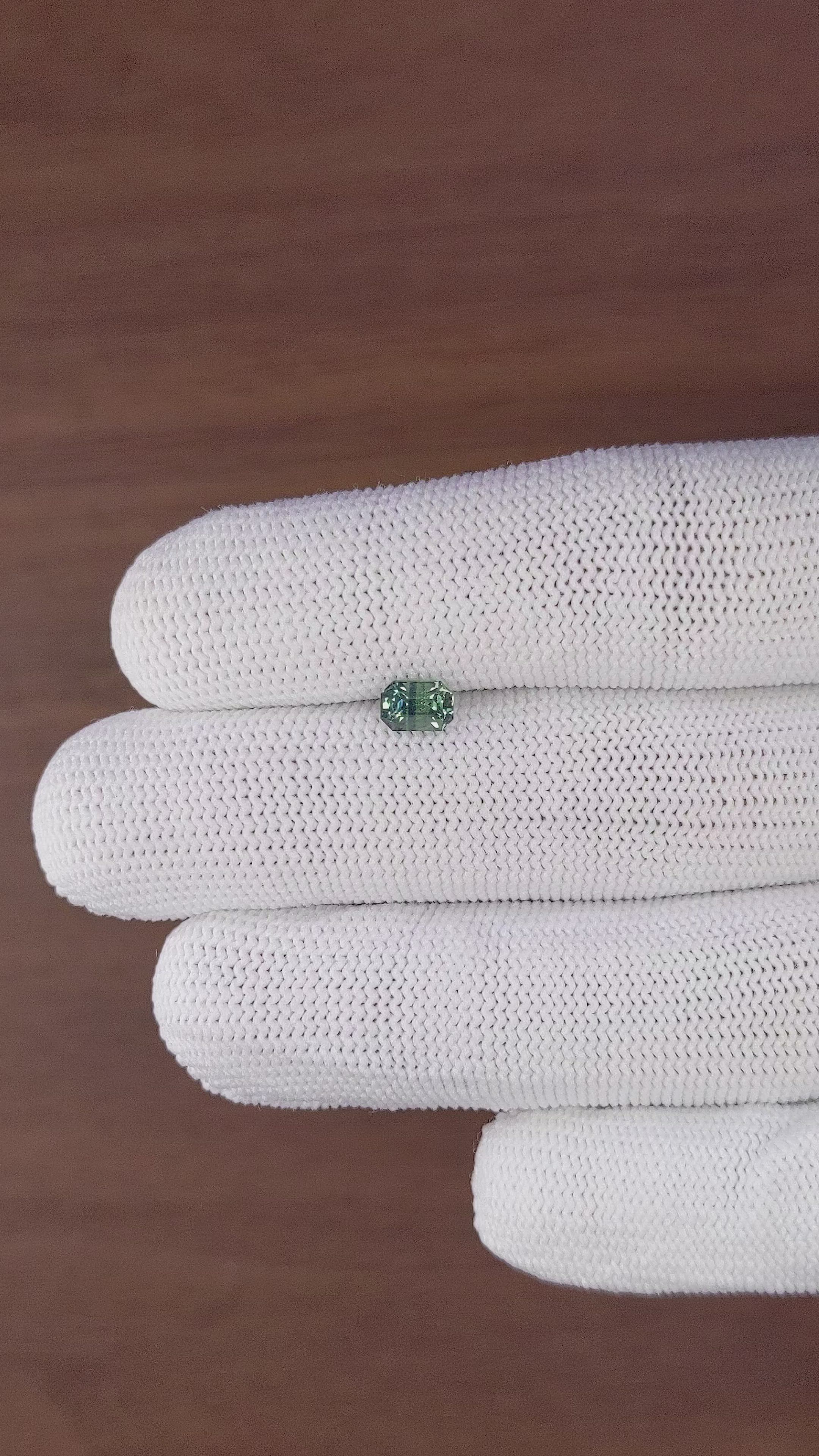 0.80 Ct. Bluish Green Sapphire from Madagascar Size Video