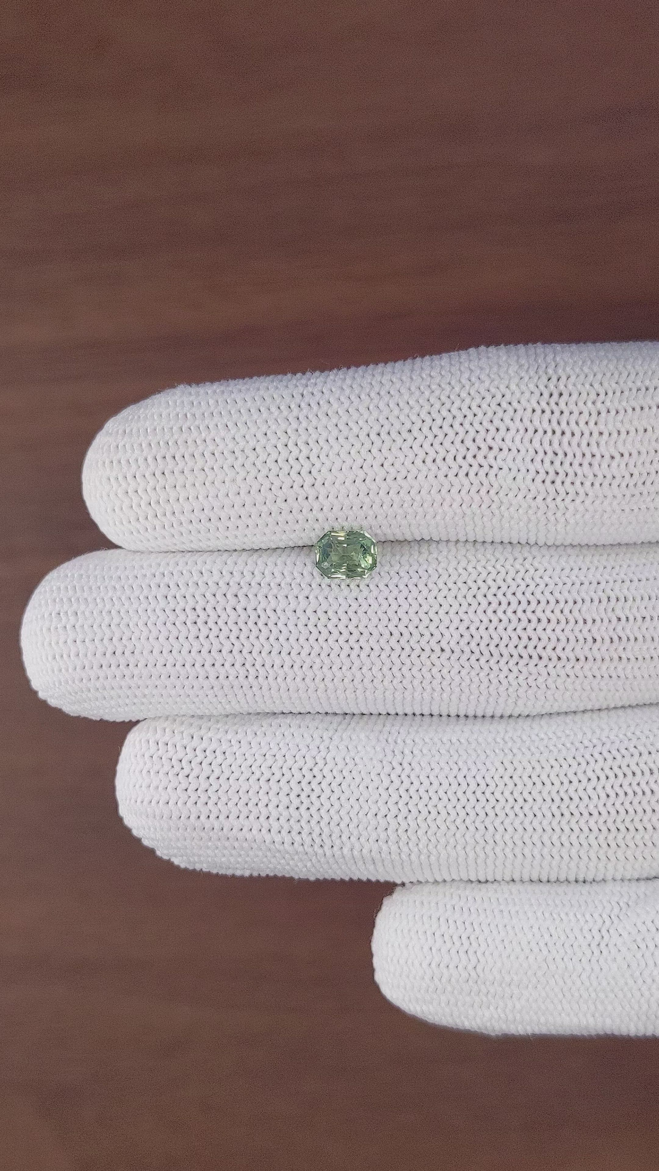 0.95 Ct. Yellowish Green Sapphire from Madagascar Size Video