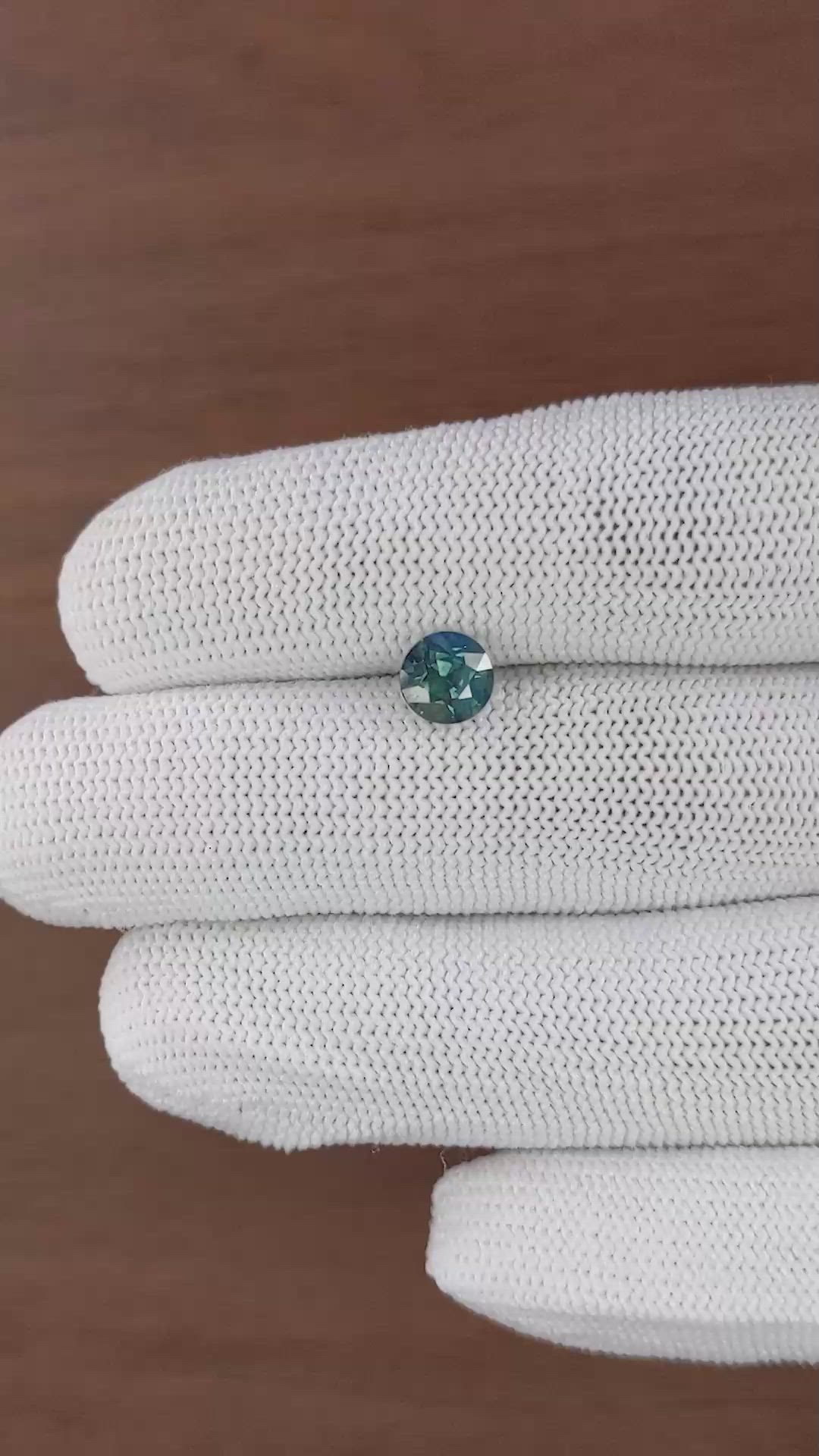 1.58 Ct. Greenish Blue Sapphire from Madagascar Size Video