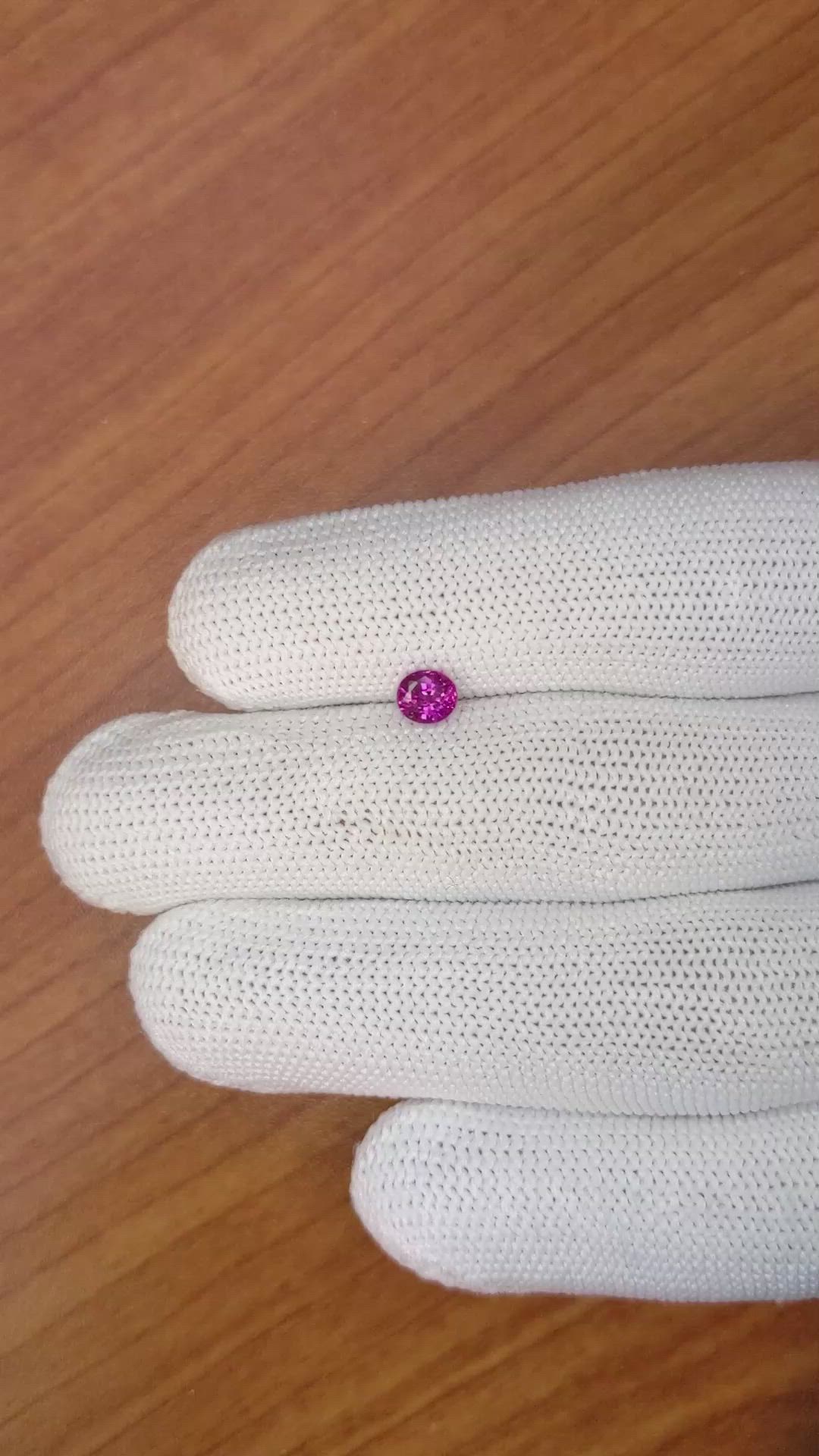 0.59 Ct. Purplish Pink Sapphire from Ceylon (Sri Lanka) Size Video