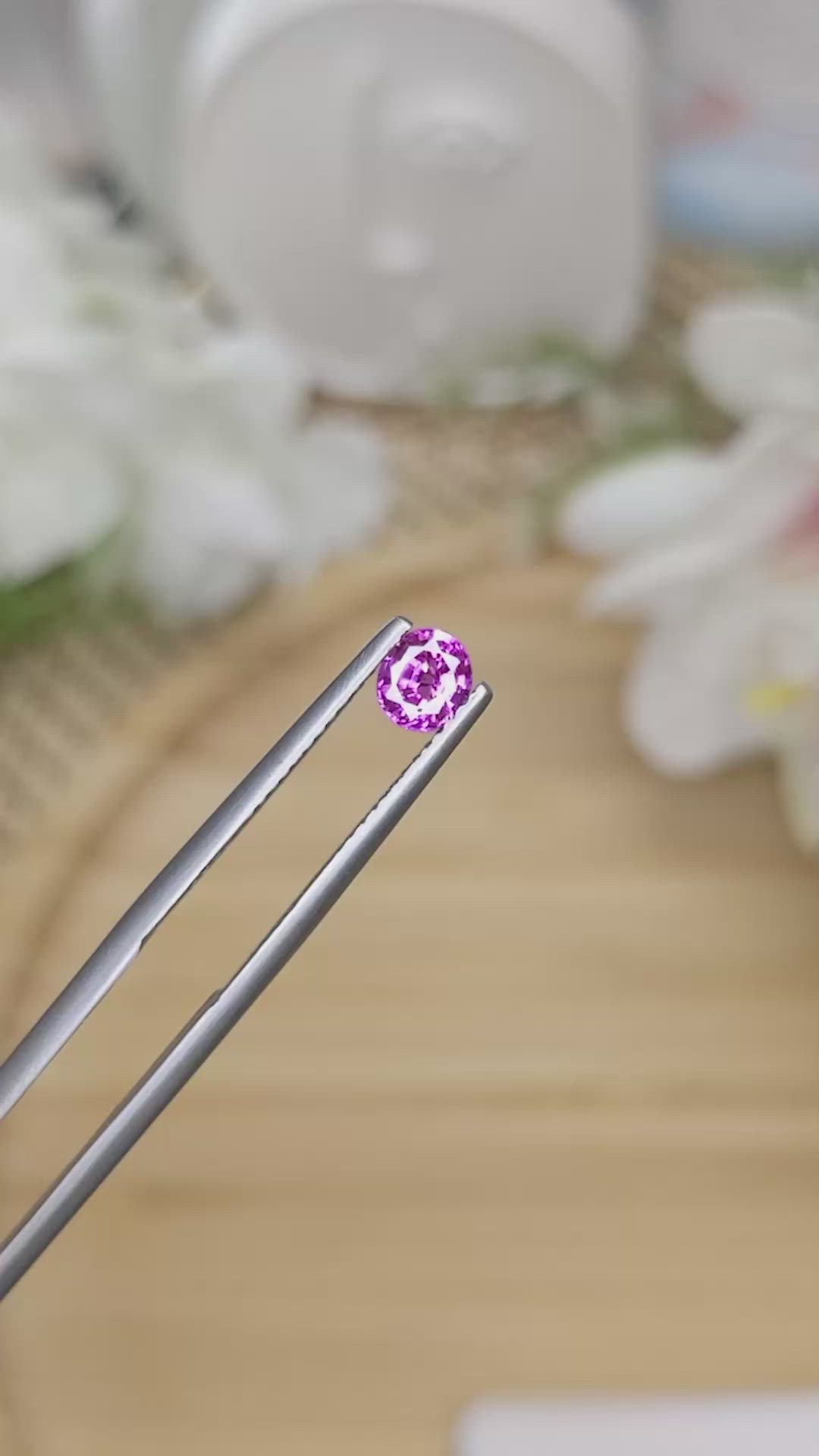 0.59 Ct. Purplish Pink Sapphire from Ceylon (Sri Lanka) Size Video
