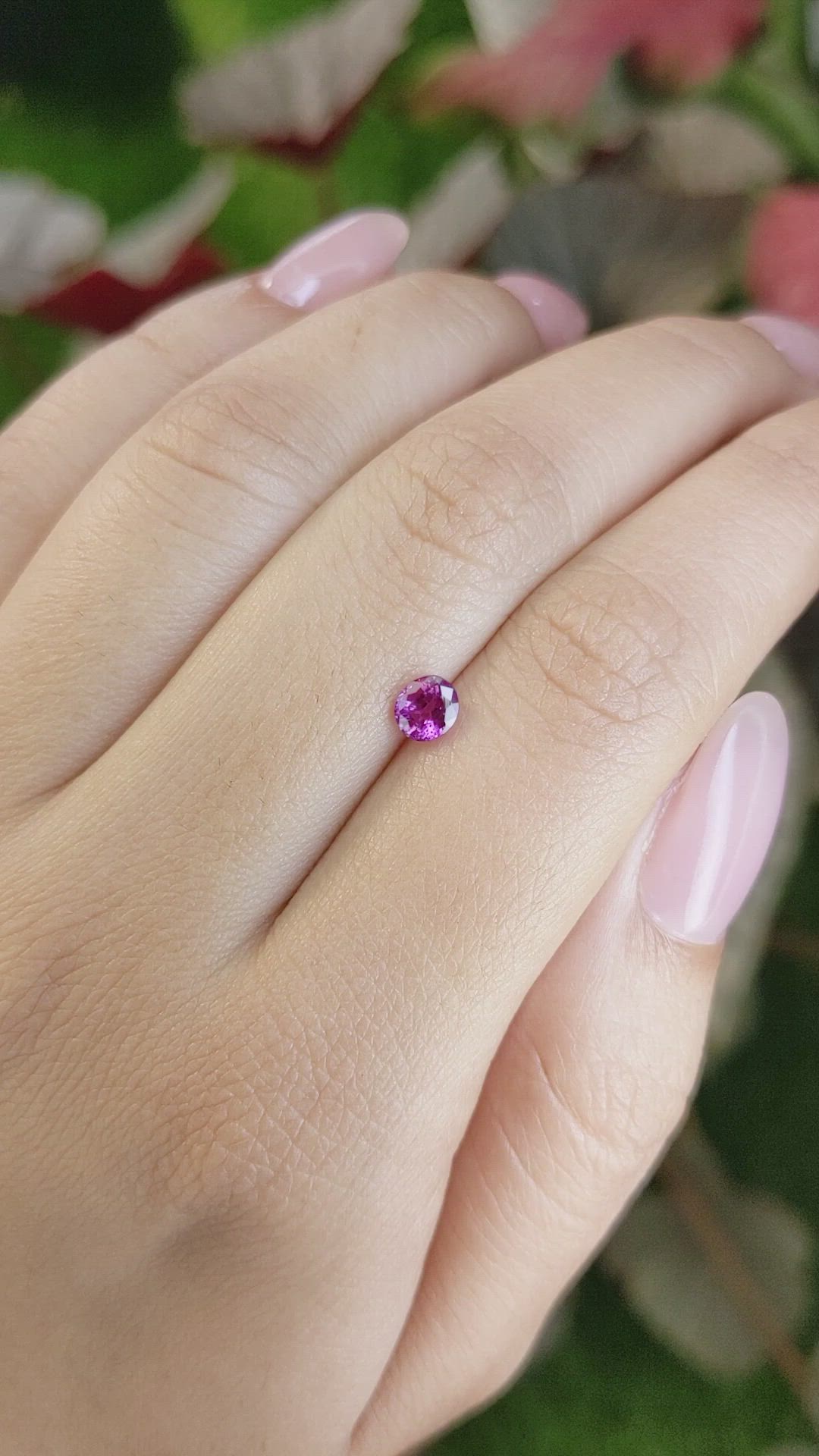 0.59 Ct. Purplish Pink Sapphire from Ceylon (Sri Lanka) Size Video