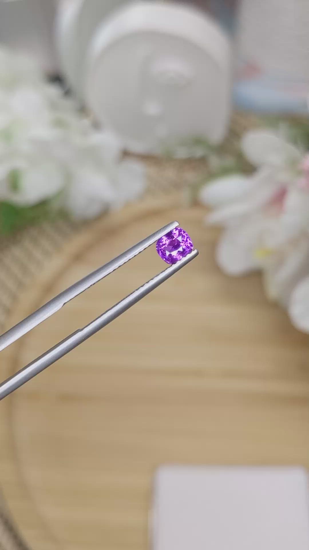 0.68 Ct. Pinkish Purple Sapphire from Ceylon (Sri Lanka) Size Video
