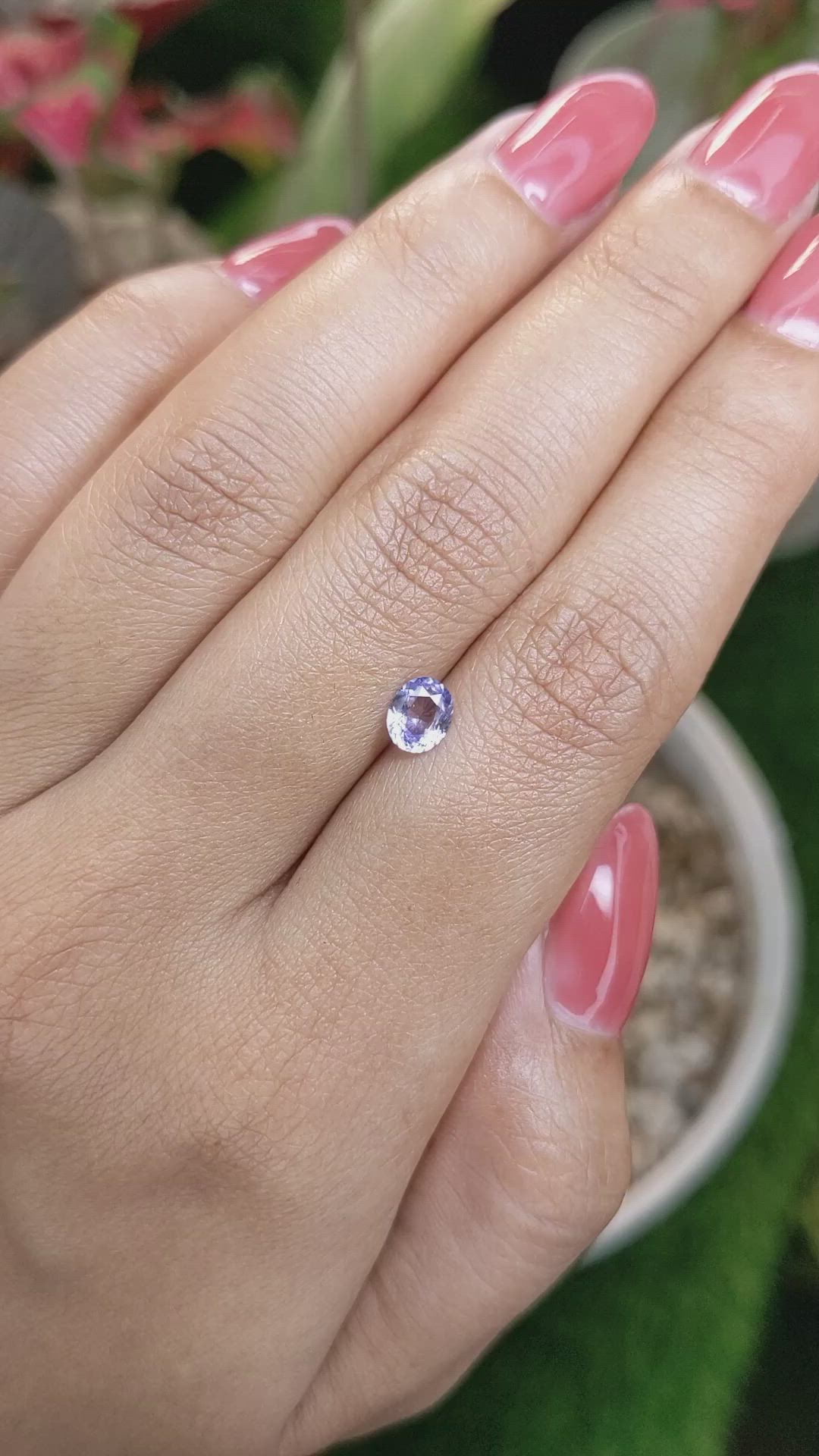 0.60 Ct. Purplish Blue Sapphire from Ceylon (Sri Lanka) Size Video
