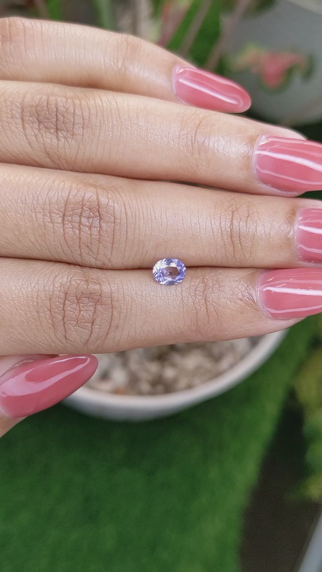 0.60 Ct. Purplish Blue Sapphire from Ceylon (Sri Lanka) Size Video