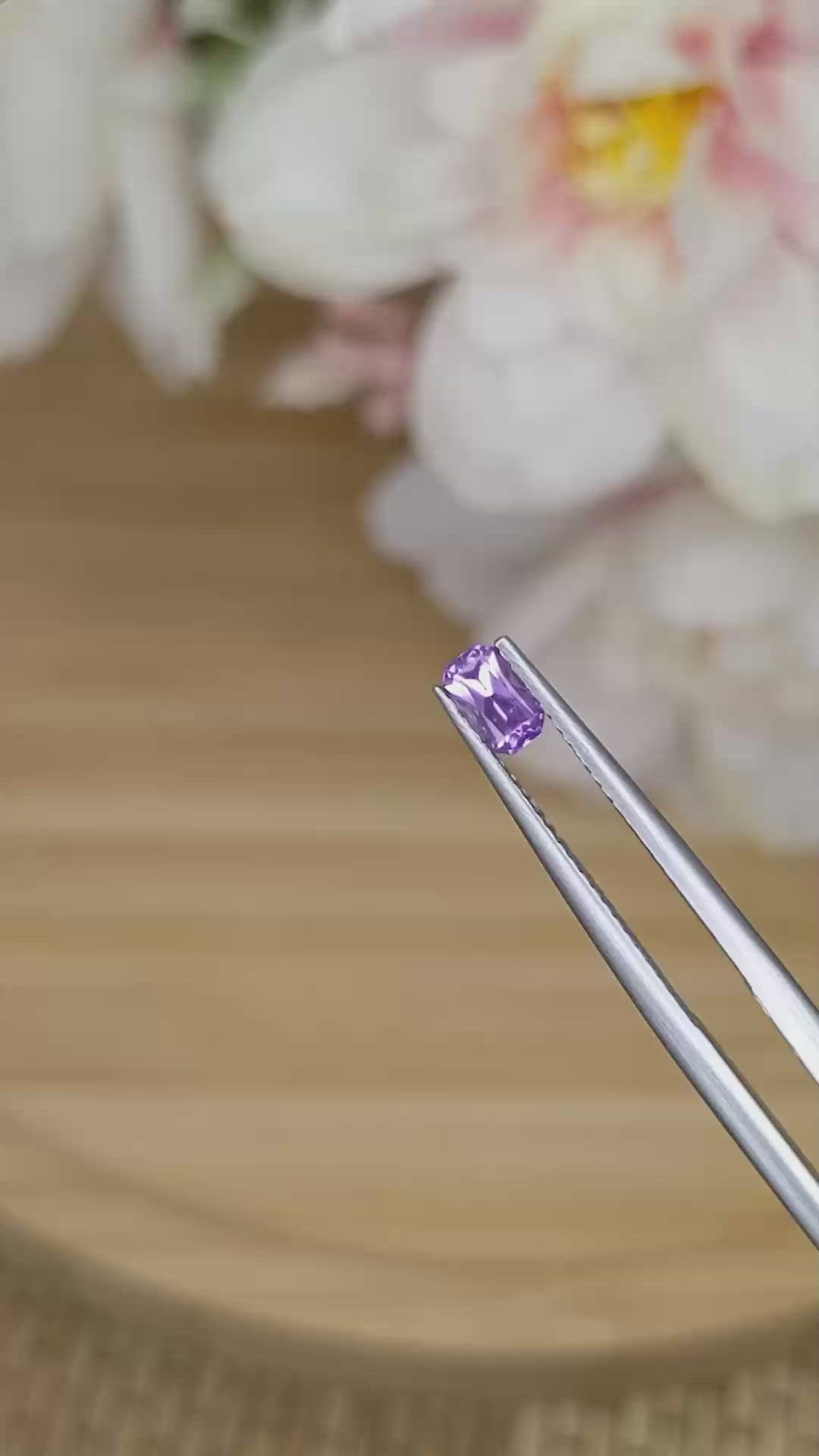 0.38 Ct. Pinkish Purple Sapphire from Ceylon (Sri Lanka) Size Video