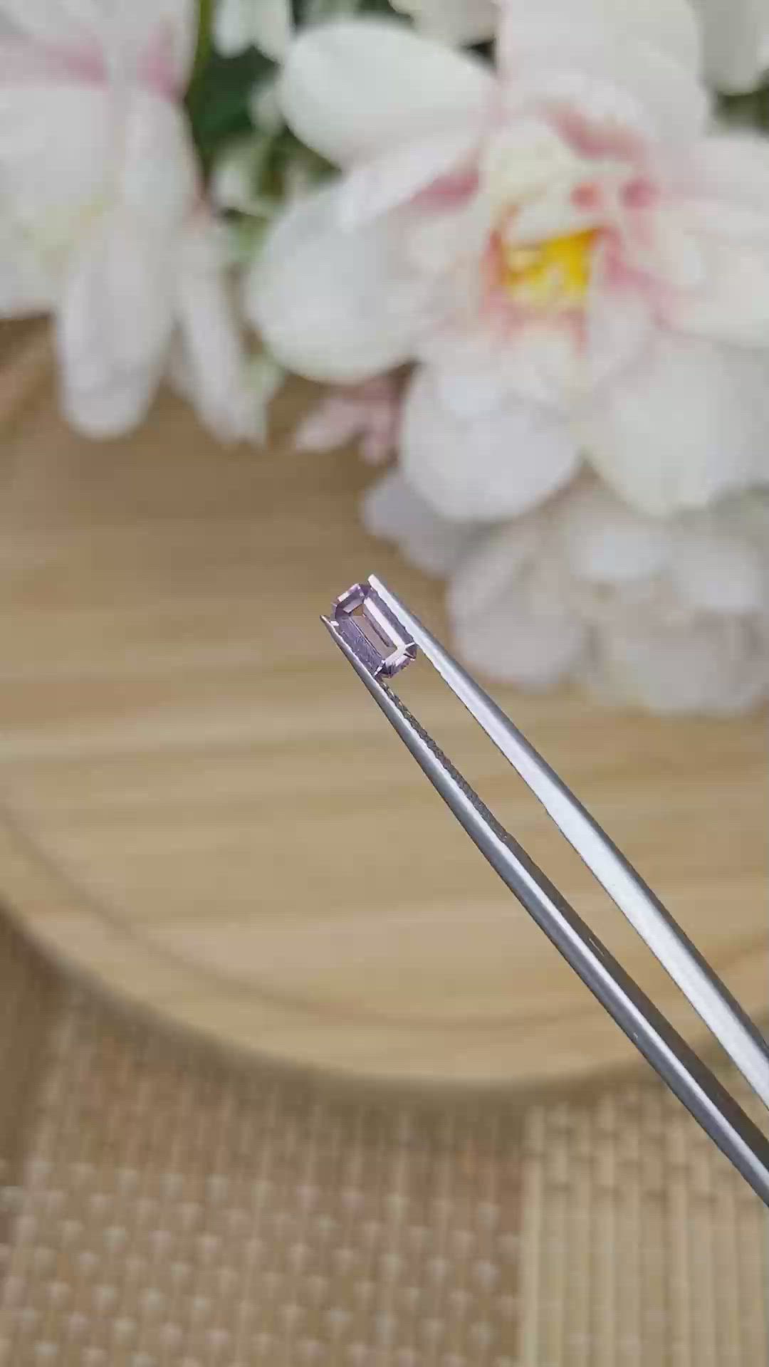 0.62 Ct. Pinkish Purple Sapphire from Ceylon (Sri Lanka) Size Video