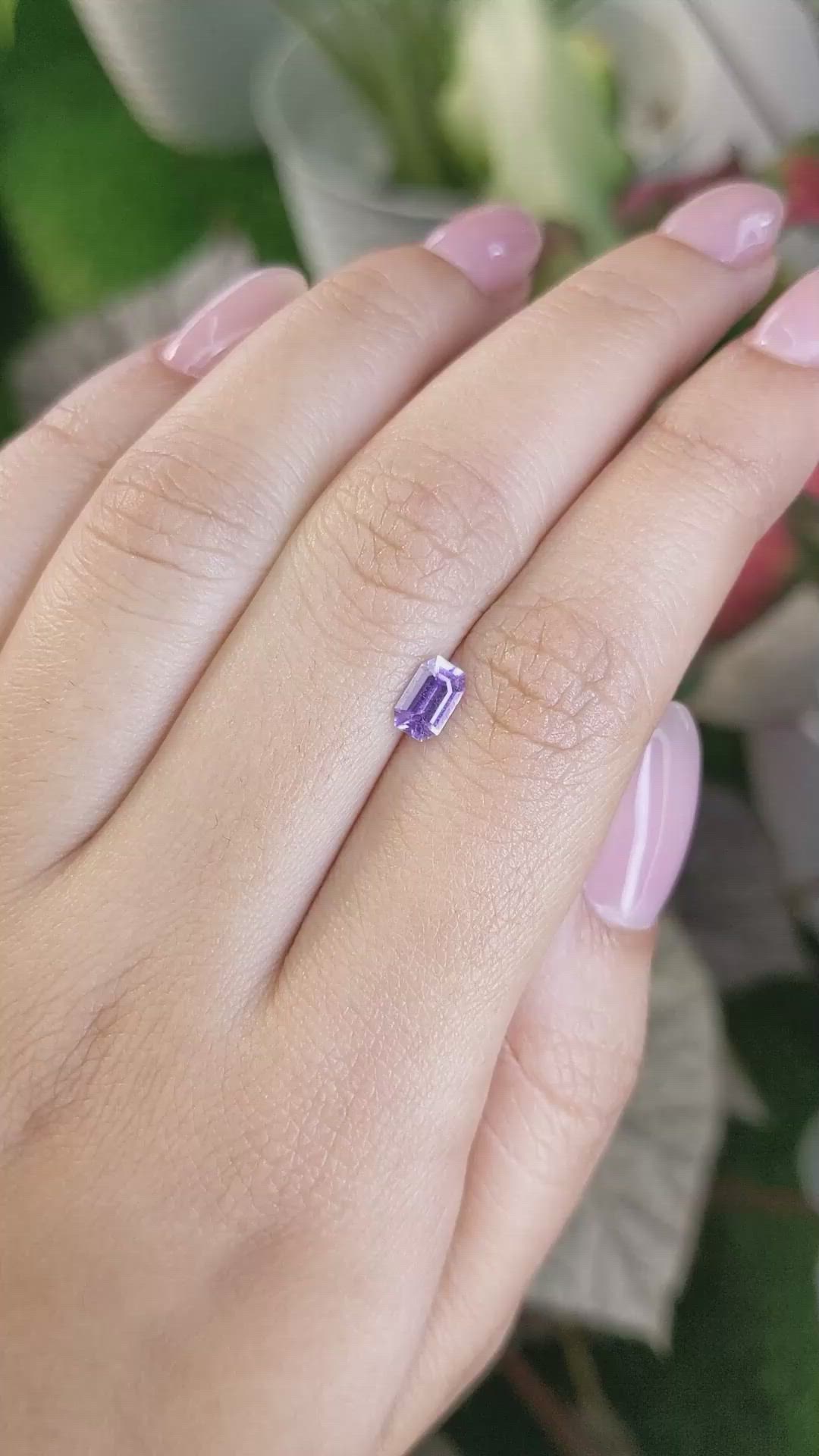 0.62 Ct. Pinkish Purple Sapphire from Ceylon (Sri Lanka) Size Video