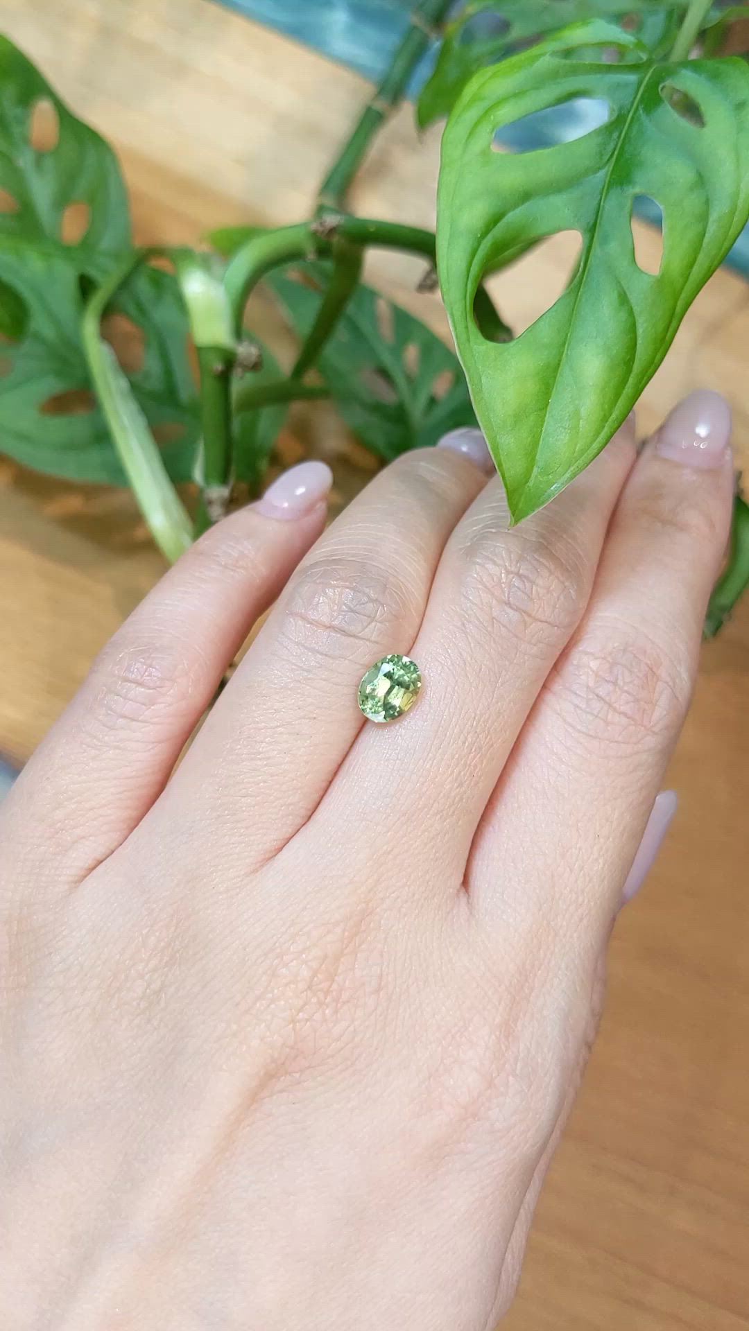 1.56 Ct. Yellowish Green Sapphire from Africa Size Video