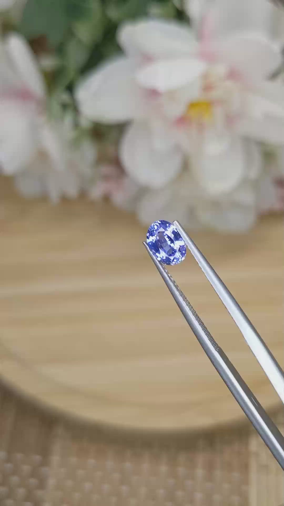 1.10 Ct. Blue Sapphire from Ceylon (Sri Lanka) Size Video