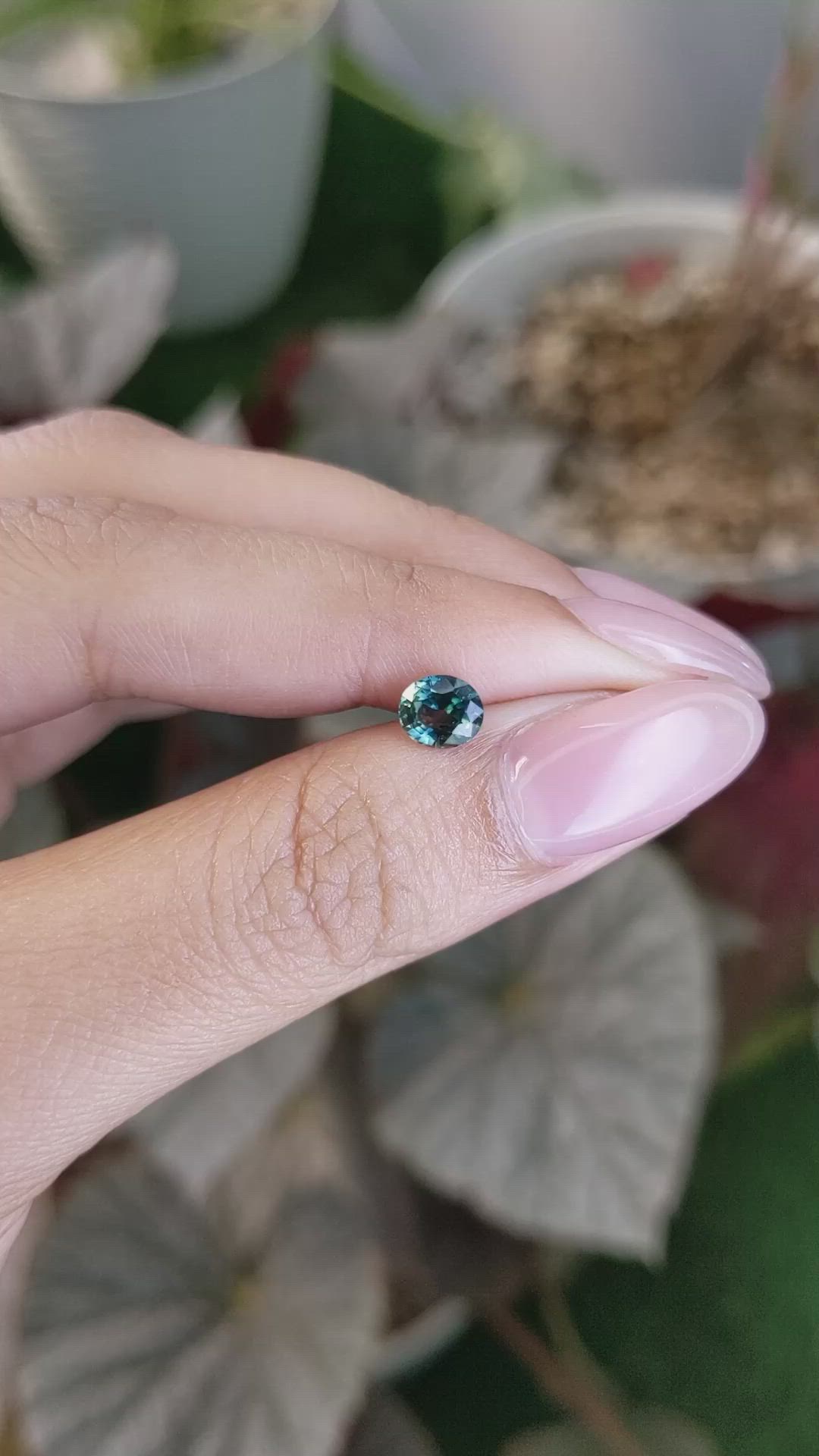 0.90 Ct. Bluish Green Sapphire from Madagascar Size Video