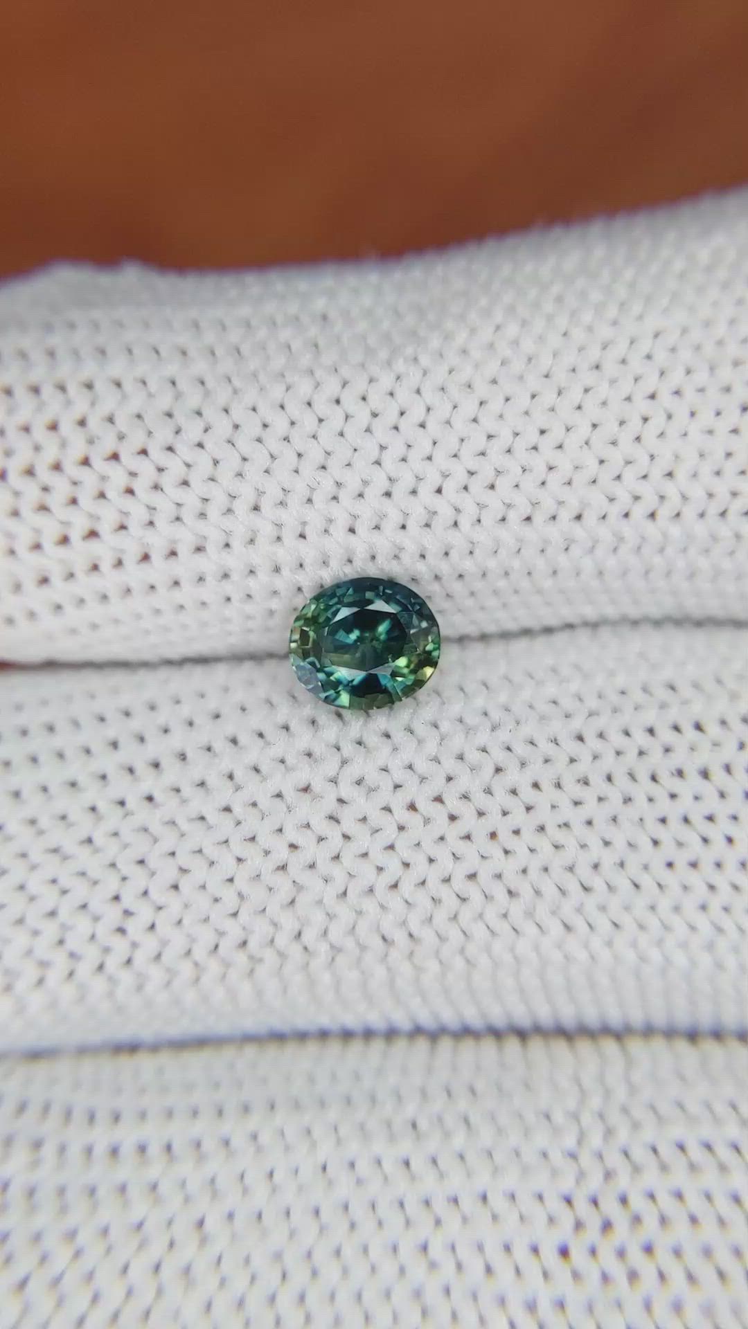 0.90 Ct. Bluish Green Sapphire from Madagascar Size Video
