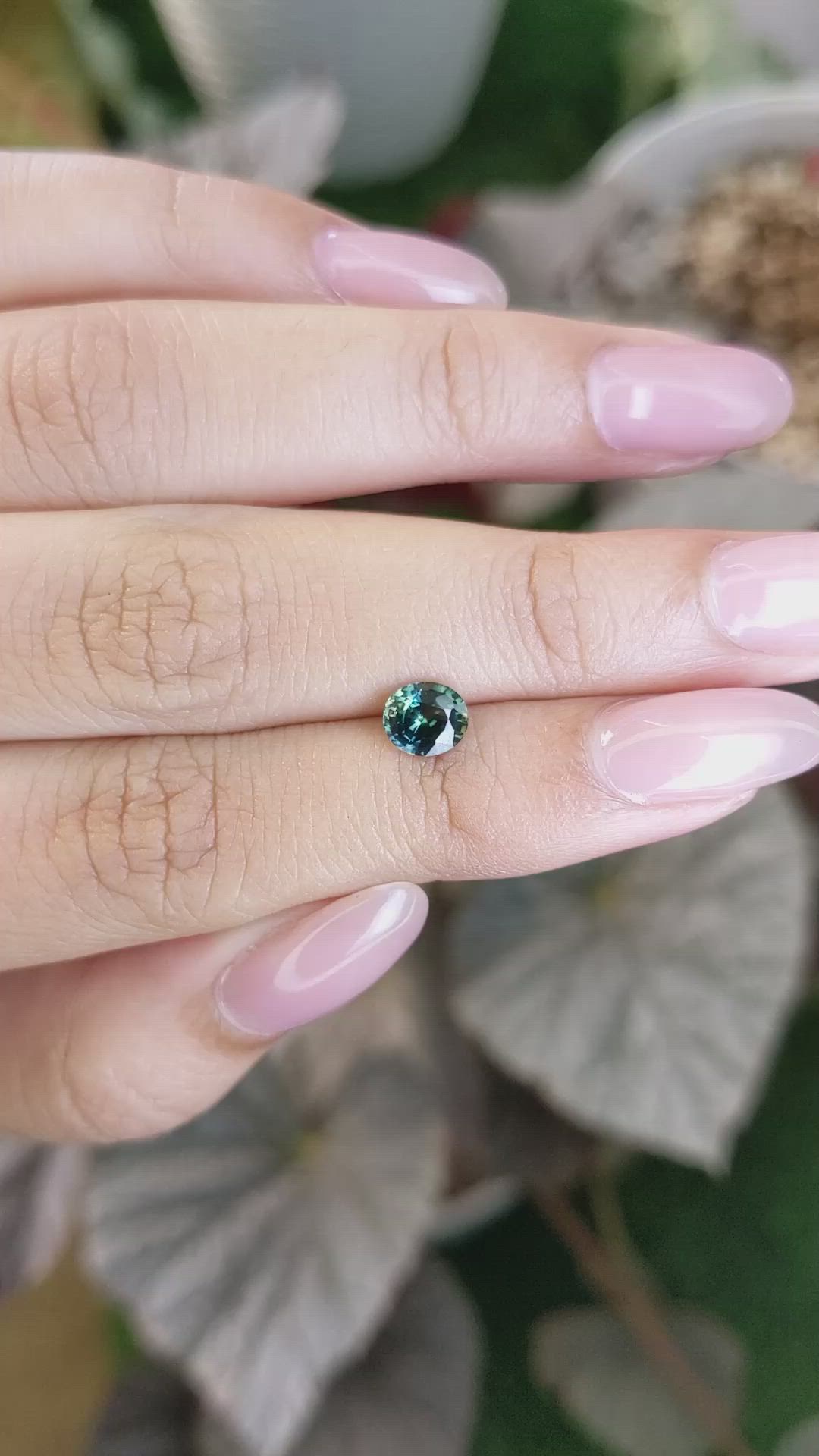 0.90 Ct. Bluish Green Sapphire from Madagascar Size Video