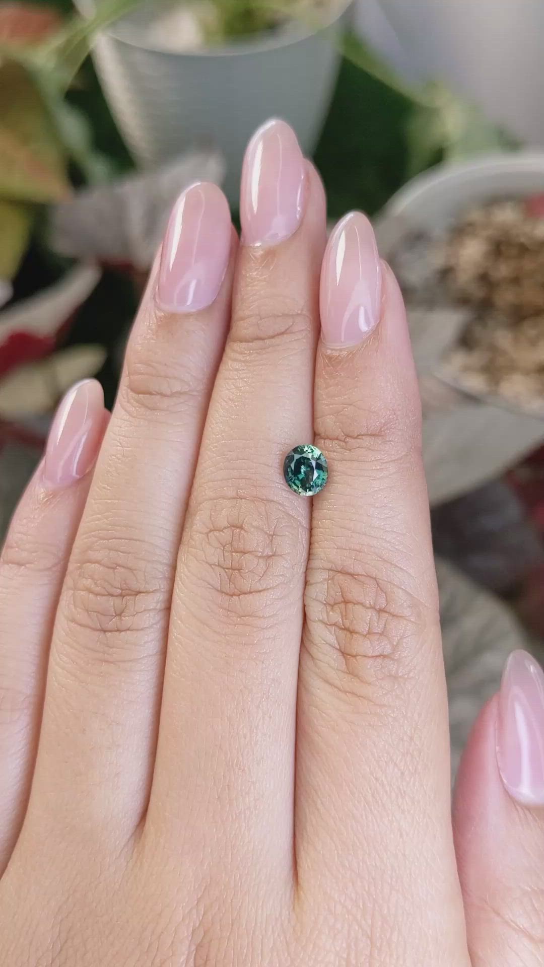 0.90 Ct. Bluish Green Sapphire from Madagascar Size Video