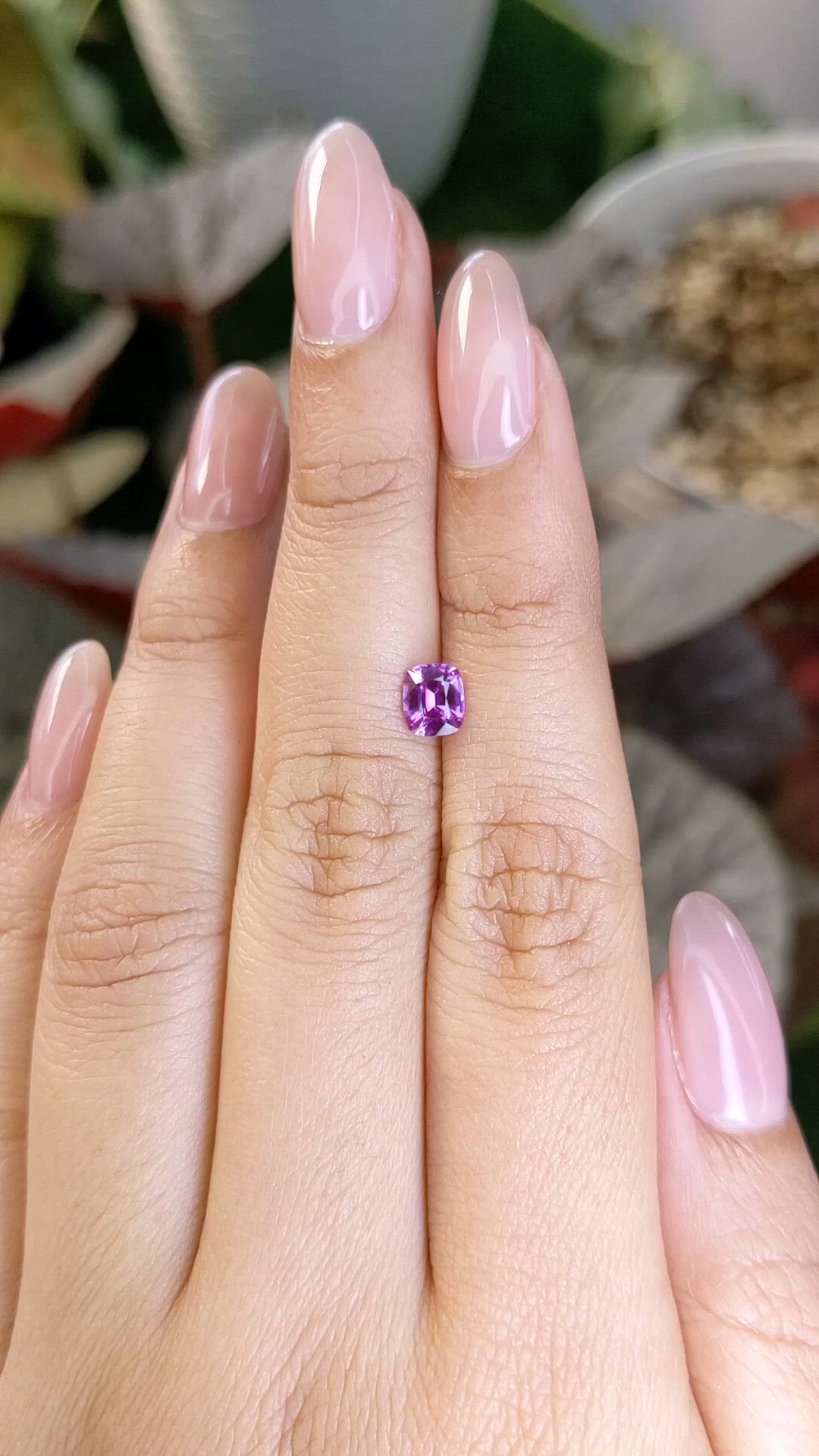 0.68 Ct. Pinkish Purple Sapphire from Ceylon (Sri Lanka) Size Video