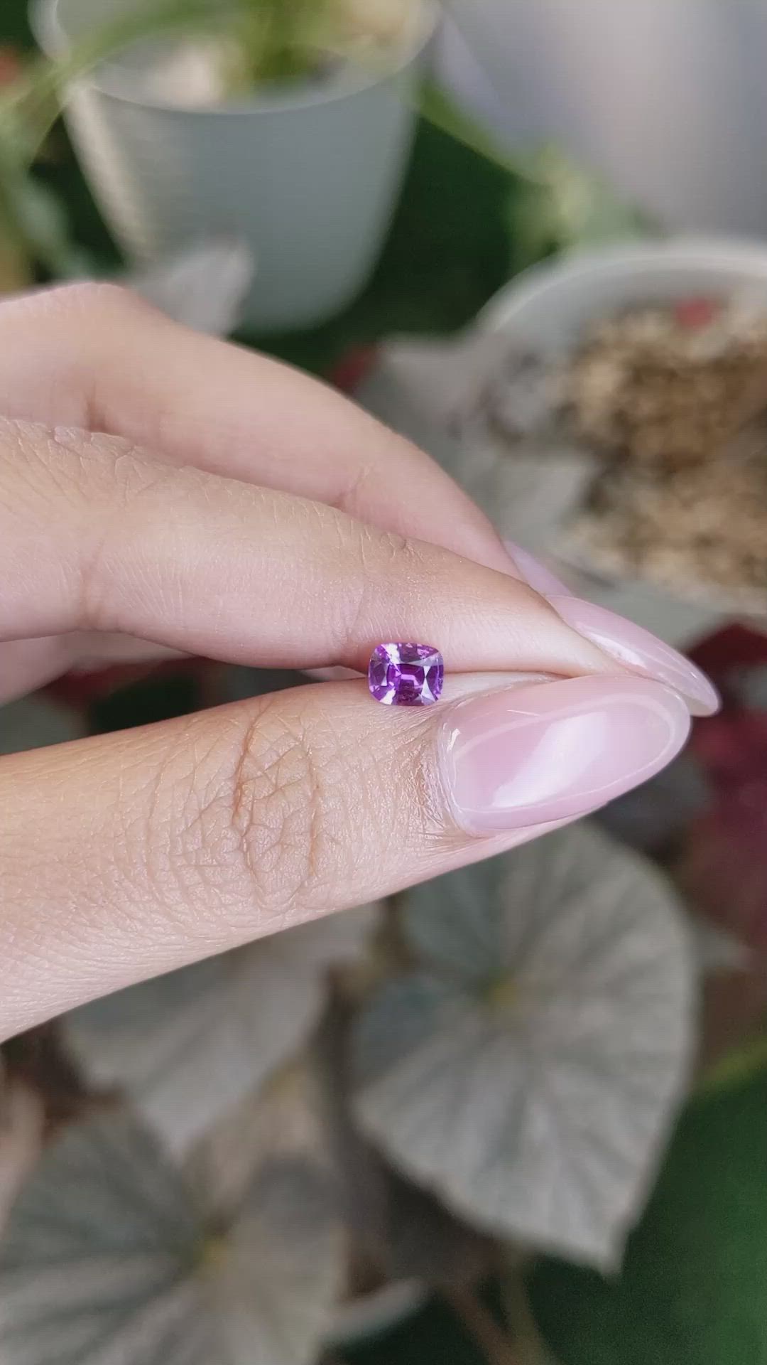 0.68 Ct. Pinkish Purple Sapphire from Ceylon (Sri Lanka) Size Video